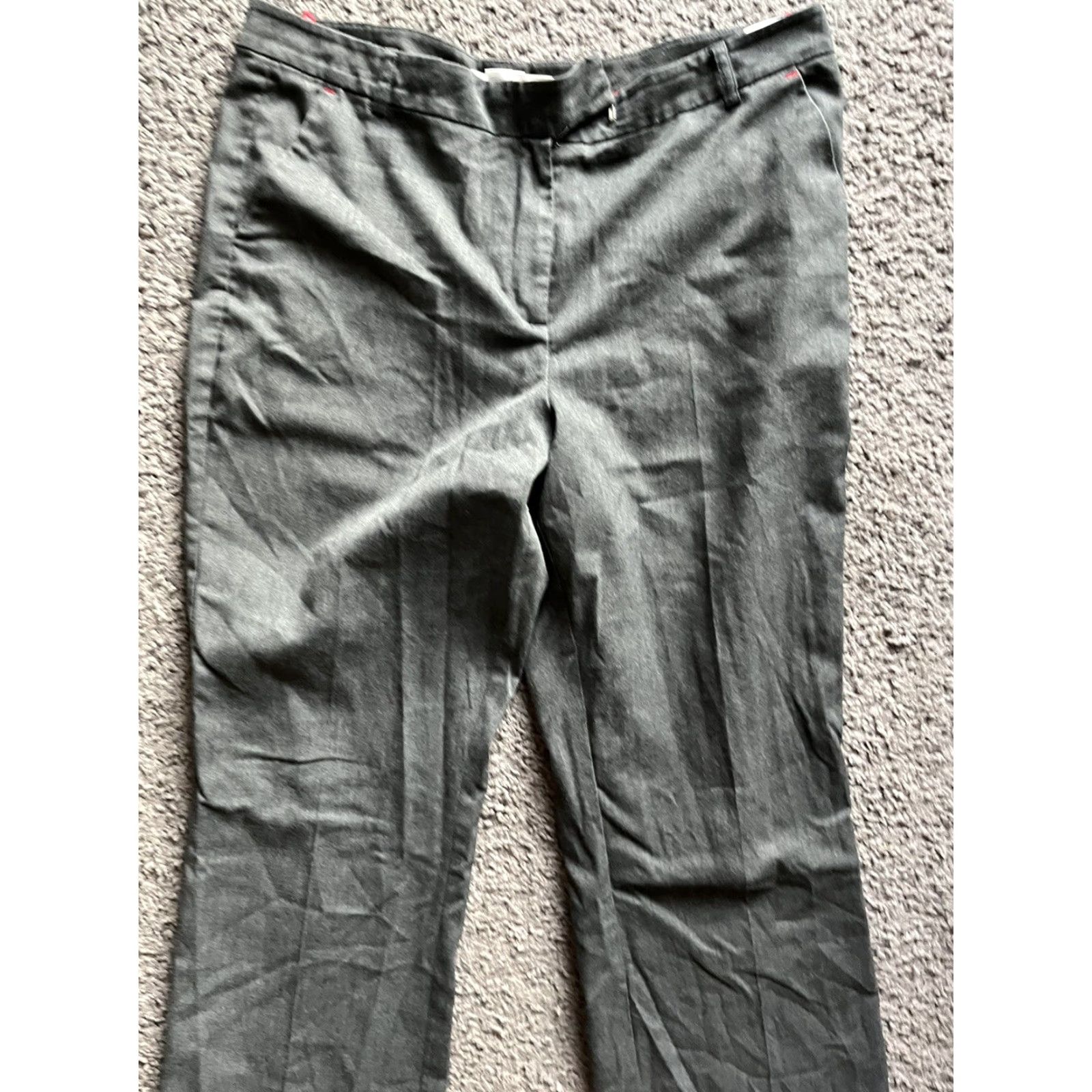 Tommy Hilfiger Womens Tommy Hilfiger Dress Pants 14 Gray Cotton Trouser Polyester Blend Flat Fr Size 36" / US 14 / IT 50 - 2 Thumbnail