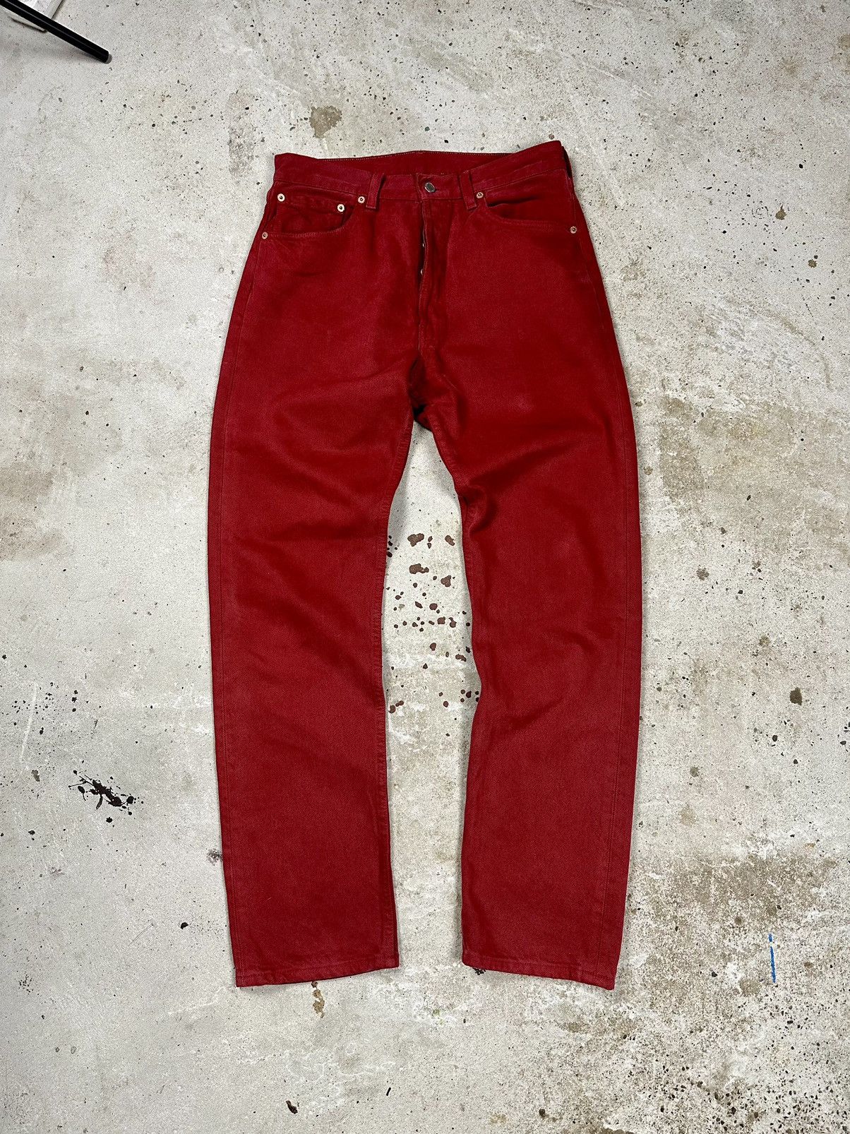 Levi's × Vintage Vintage 1996 Levi’s 501 Red Denim Pants Jeans Size US 30 / EU 46 - 2 Thumbnail