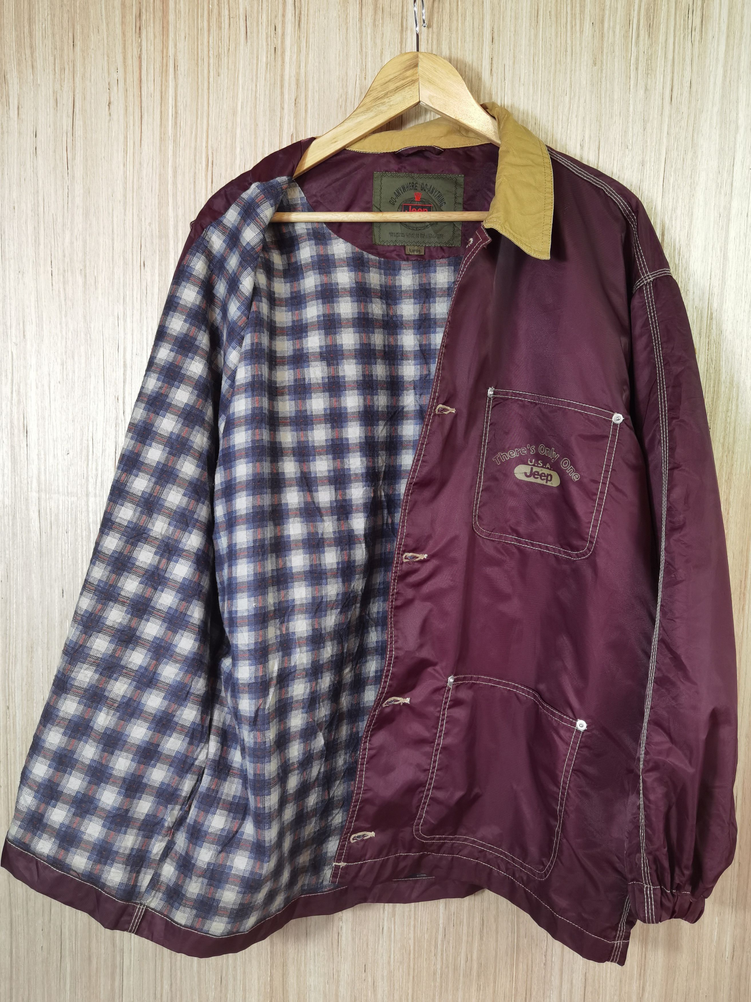 G10 VINTAGE CHECK JEEP COACH JACKET MAROON