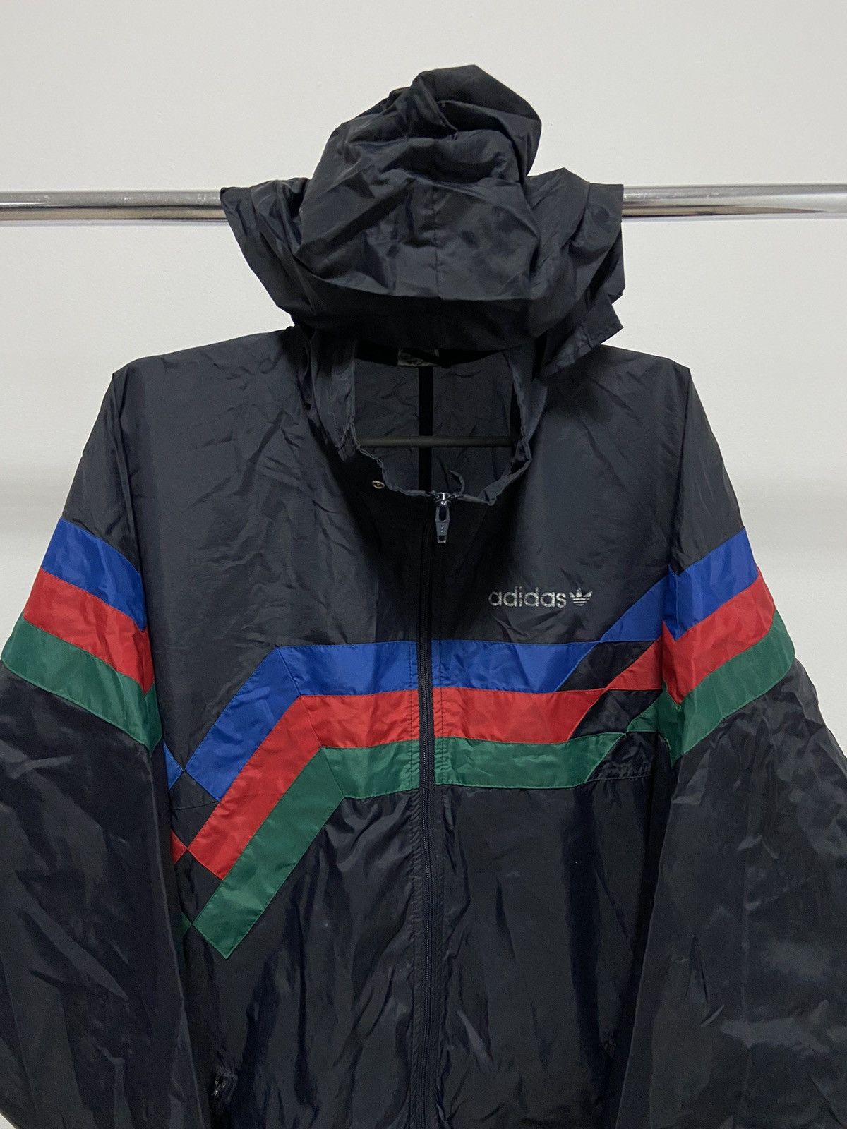 Adidas × Vintage Adidas Vintage Windbreaker Light Jacket Stripes Raincoat Size US XL / EU 56 / 4 - 2 Thumbnail