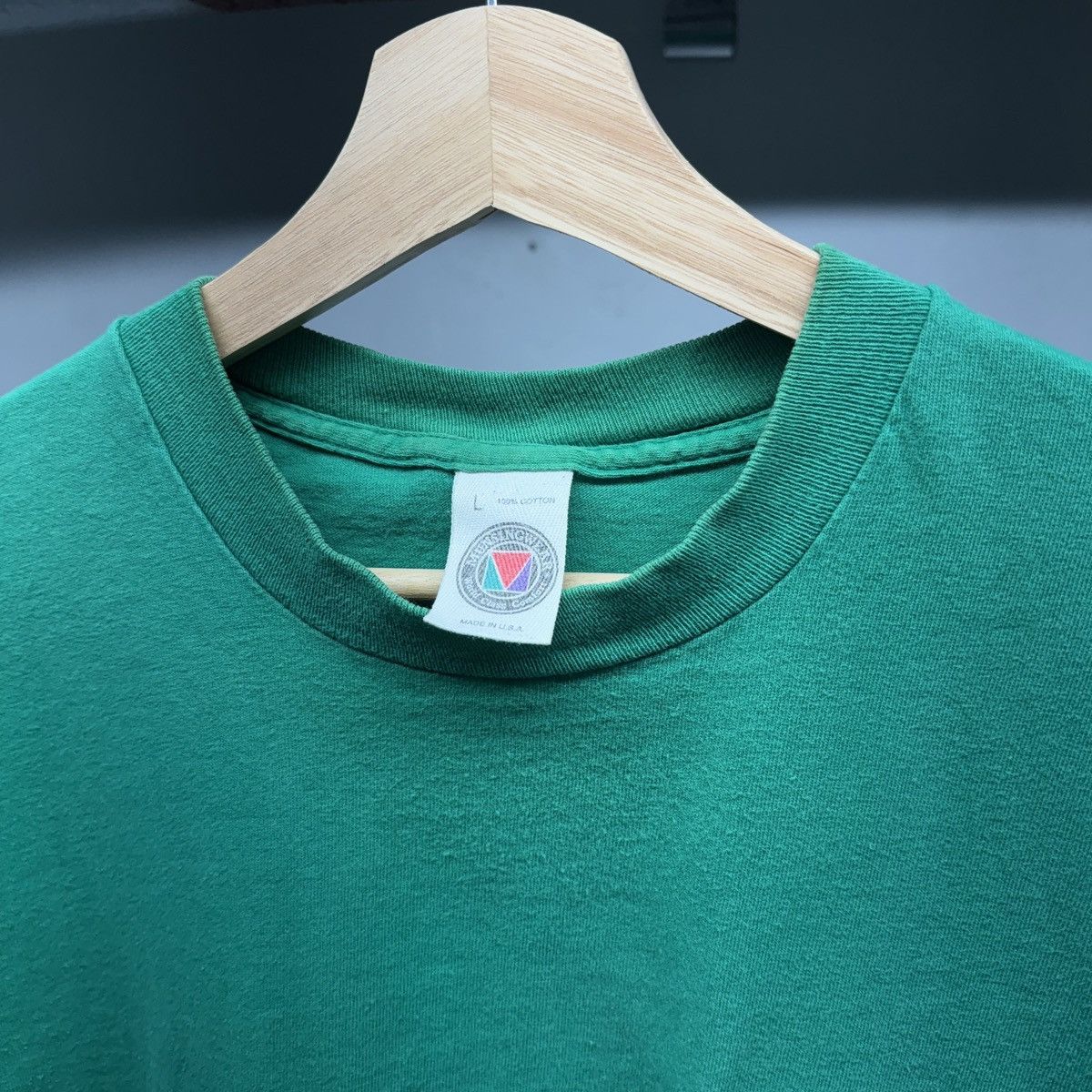 Vintage 90s Faded Green Thrashed Blank Shirt ERD Grunge Chrome Size US L / EU 52-54 / 3 - 4 Thumbnail