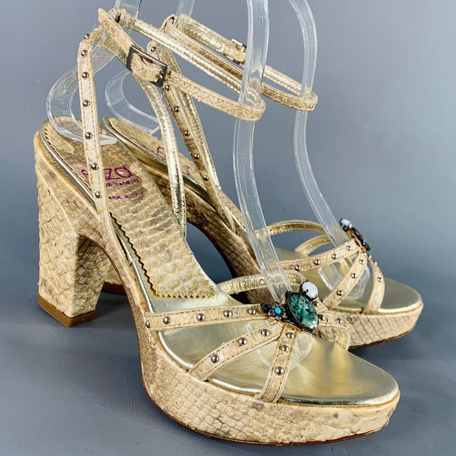Other ELIZA Size 6 Beige Leather Embellishment Platform Sandals Size US 6 / IT 36 - 1 Thumbnail