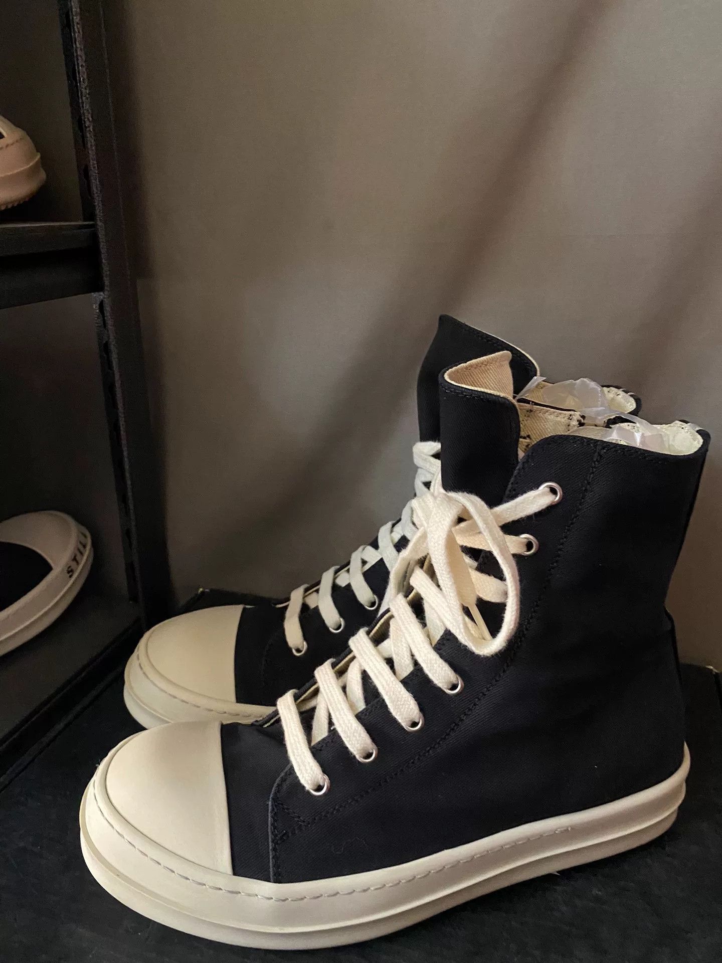rick owens high top canvas sneakers size 39