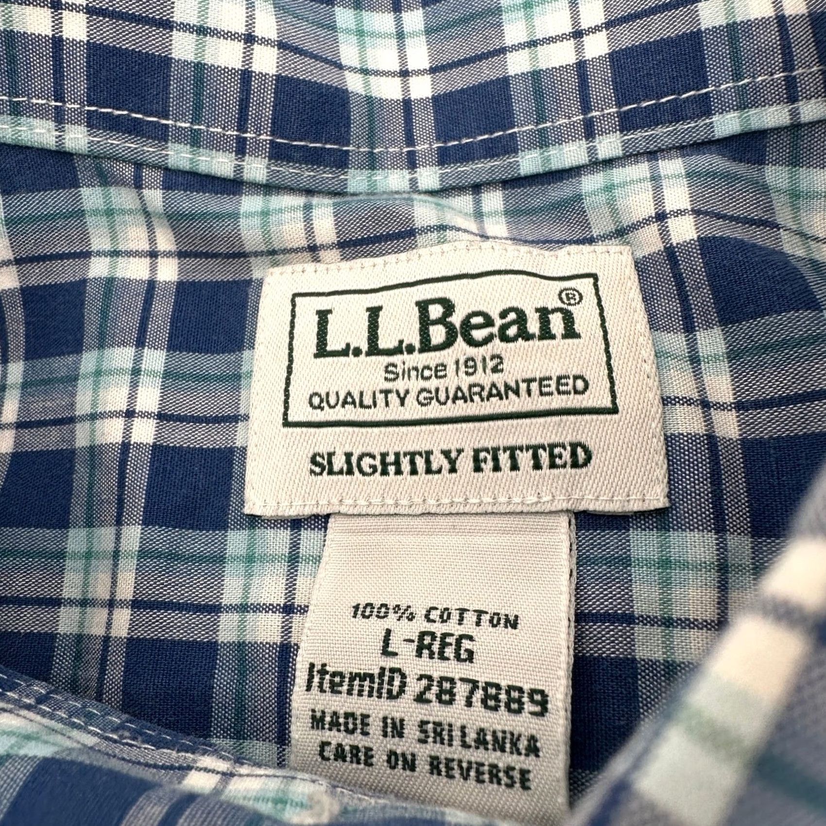 Vintage LL Bean Mens Large Blue Plaid Cotton Shirt Button-Down Long Sleeve Slim Fit Casual Rugged Navy ChecK Size US L / EU 52-54 / 3 - 2 Thumbnail