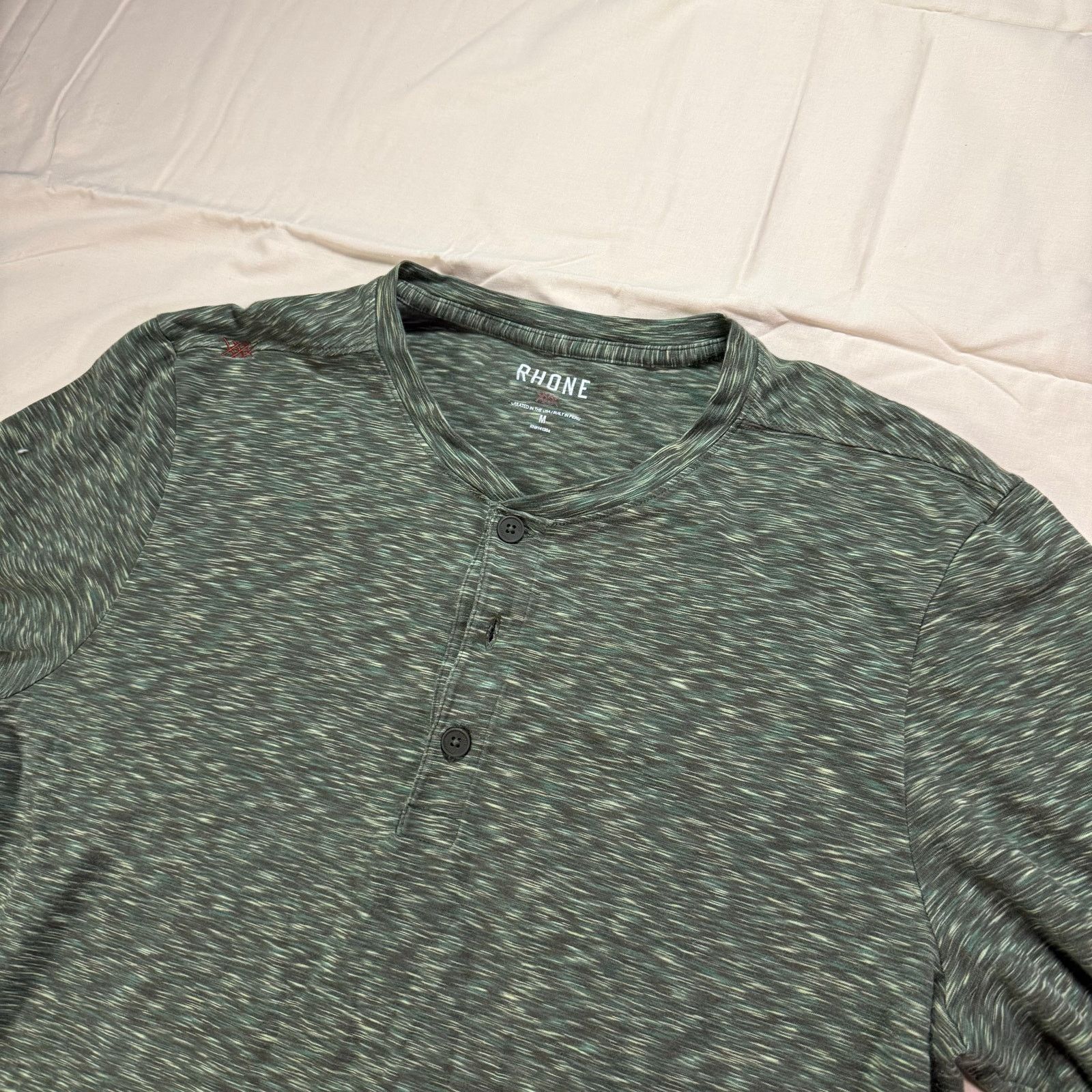 Rhone Rhone Henley Shirt Heathered Green Pima SDH-182 Mens M Size US M / EU 48-50 / 2 - 1 Thumbnail