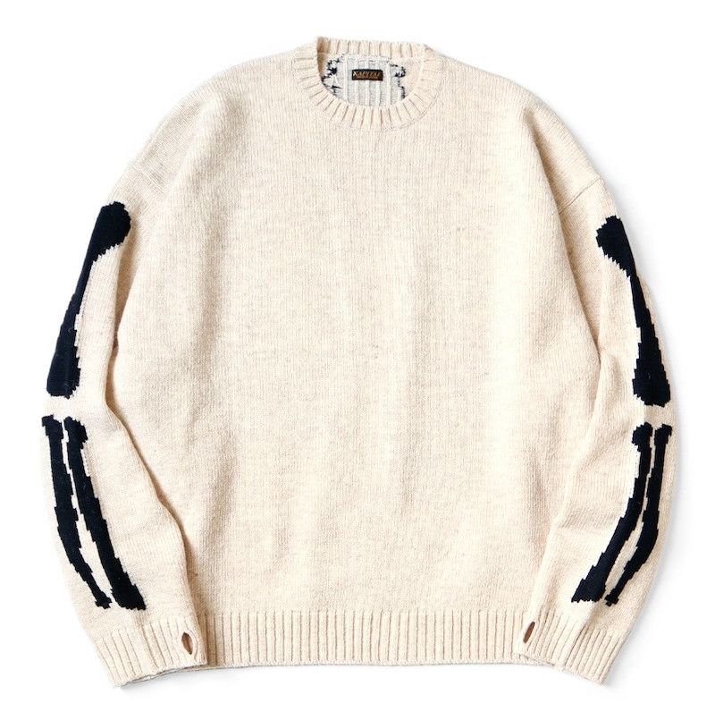 Kapital KAPITAL 5G wool bone crew sweater Skeleton ecru new S Size US S / EU 44-46 / 1 - 2 Thumbnail