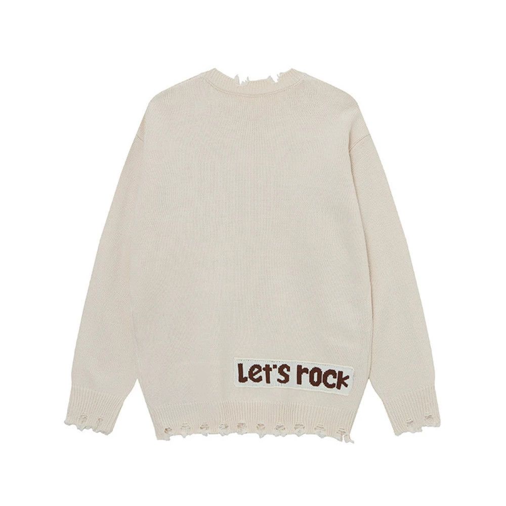 Vintage Men's raw edge casual embroidered letter loose sweater Size US M / EU 48-50 / 2 - 2 Thumbnail