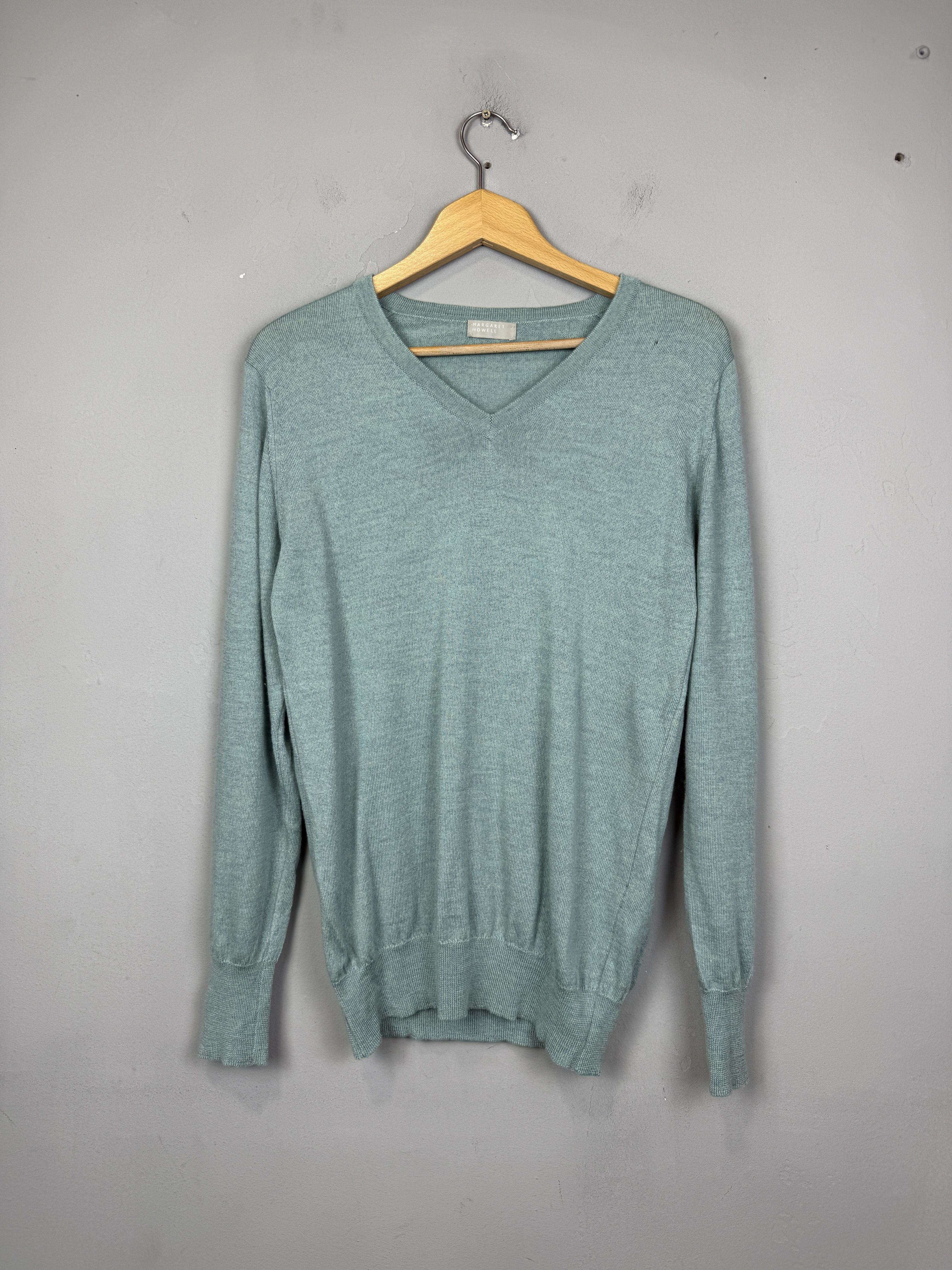 Margaret Howell Margaret Howell Wool Jumper Knit V Neck Sweater Green Size US S / EU 44-46 / 1 - 2 Thumbnail