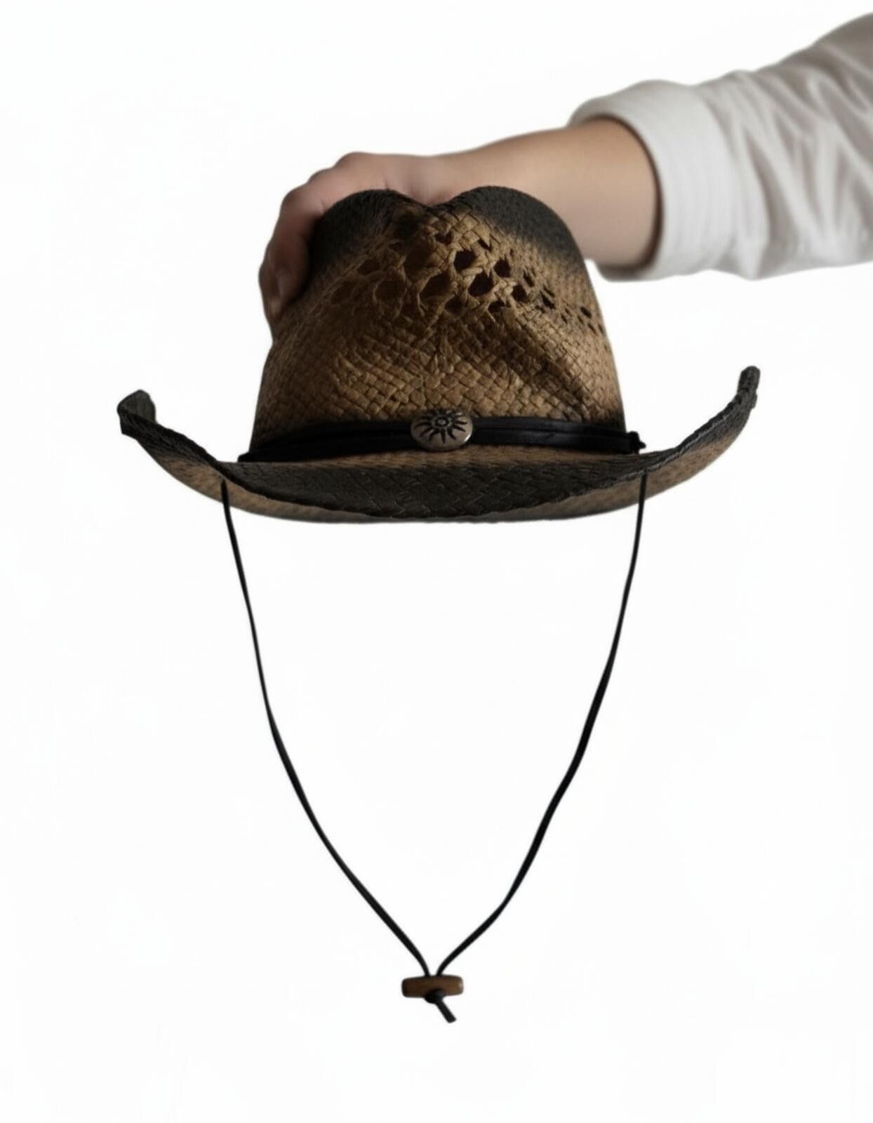 Other JHATS Unisex Straw Cowboy Hat Western Chin Strap Distressed Size ONE SIZE - 3 Thumbnail