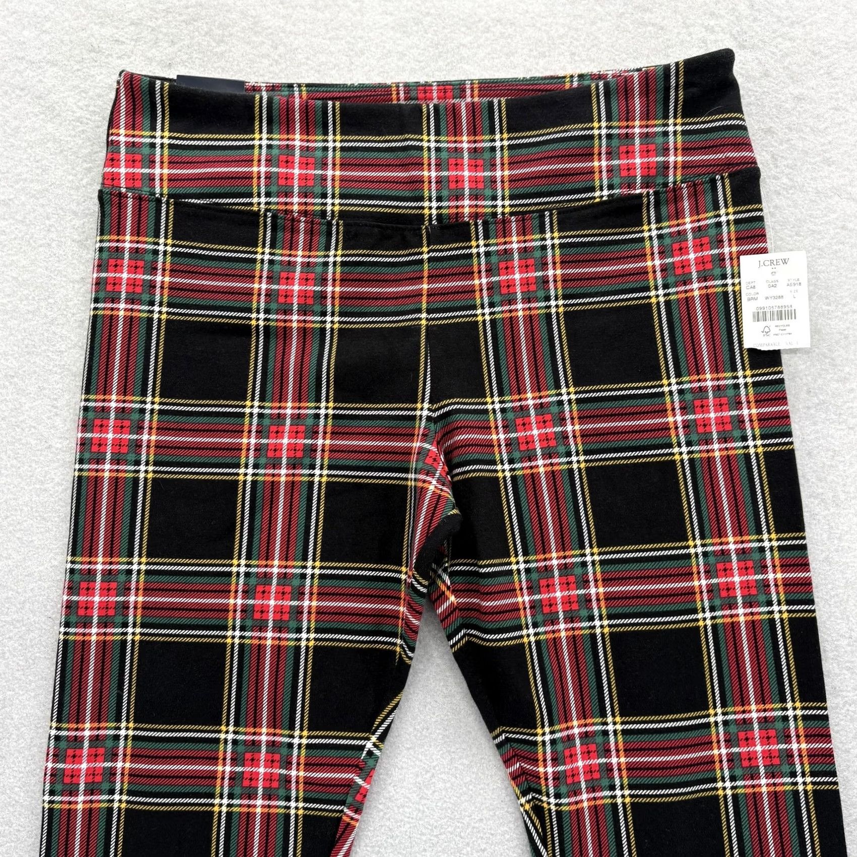 J.Crew J.CREW Womens Large Leggings Multicolor Plaid Holiday Christmas Ankle High Rise Size 36" / US 14 / IT 50 - 2 Thumbnail