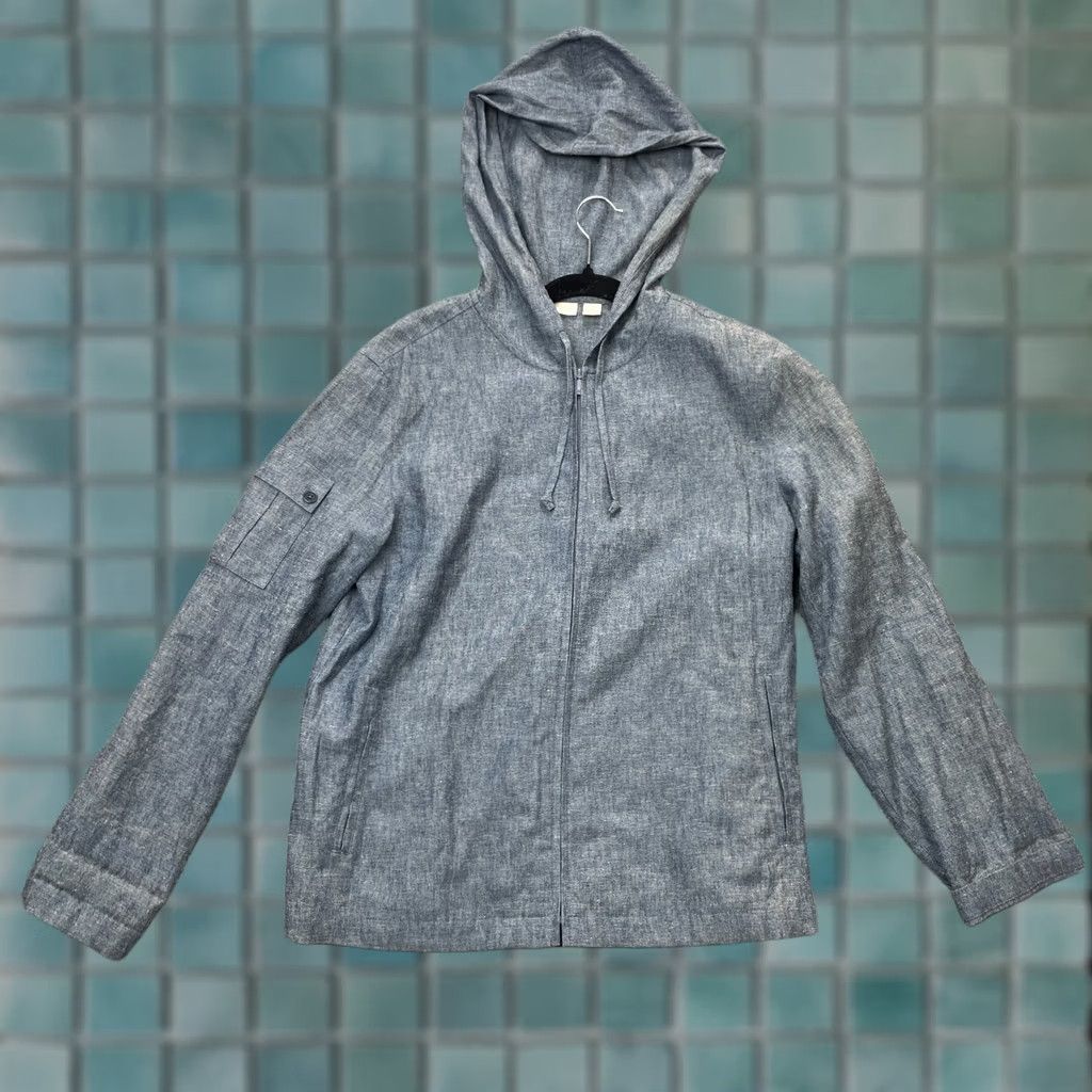 Vintage Caslon Jacket Womens Medium Gray Linen Coat Hooded Full Zip Light Casual Breath Size M / US 6-8 / IT 42-44 - 1 Thumbnail
