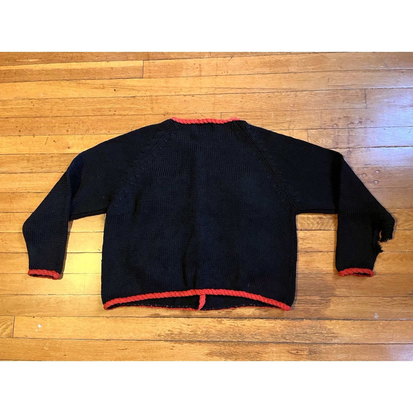 Vintage VINTAGE Croquet Club Cardigan Sweater Women’s M Black Damaged 80s 90s Retro Crochet Button Casual Party/Cocktail Sundry? Size M / US 6-8 / IT 42-44 - 7 Thumbnail