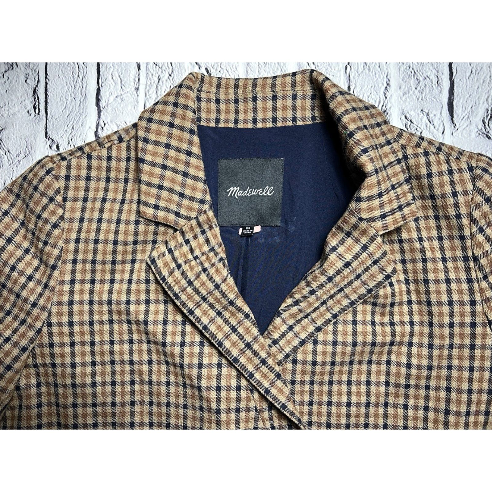 Madewell VINTAGE Madewell Caldwell Double Breasted Blazer Desert Check Plaid XS Jacket & Pants 2 Size 26" / US 2 / IT 38 - 6 Thumbnail