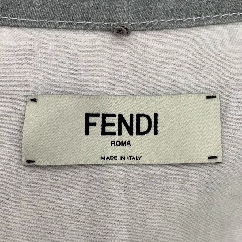 Fendi Fendi Olive Green Logo Relief Cotton Collar Single Breaste Size XXS / US 00 / IT 34 - 5 Thumbnail
