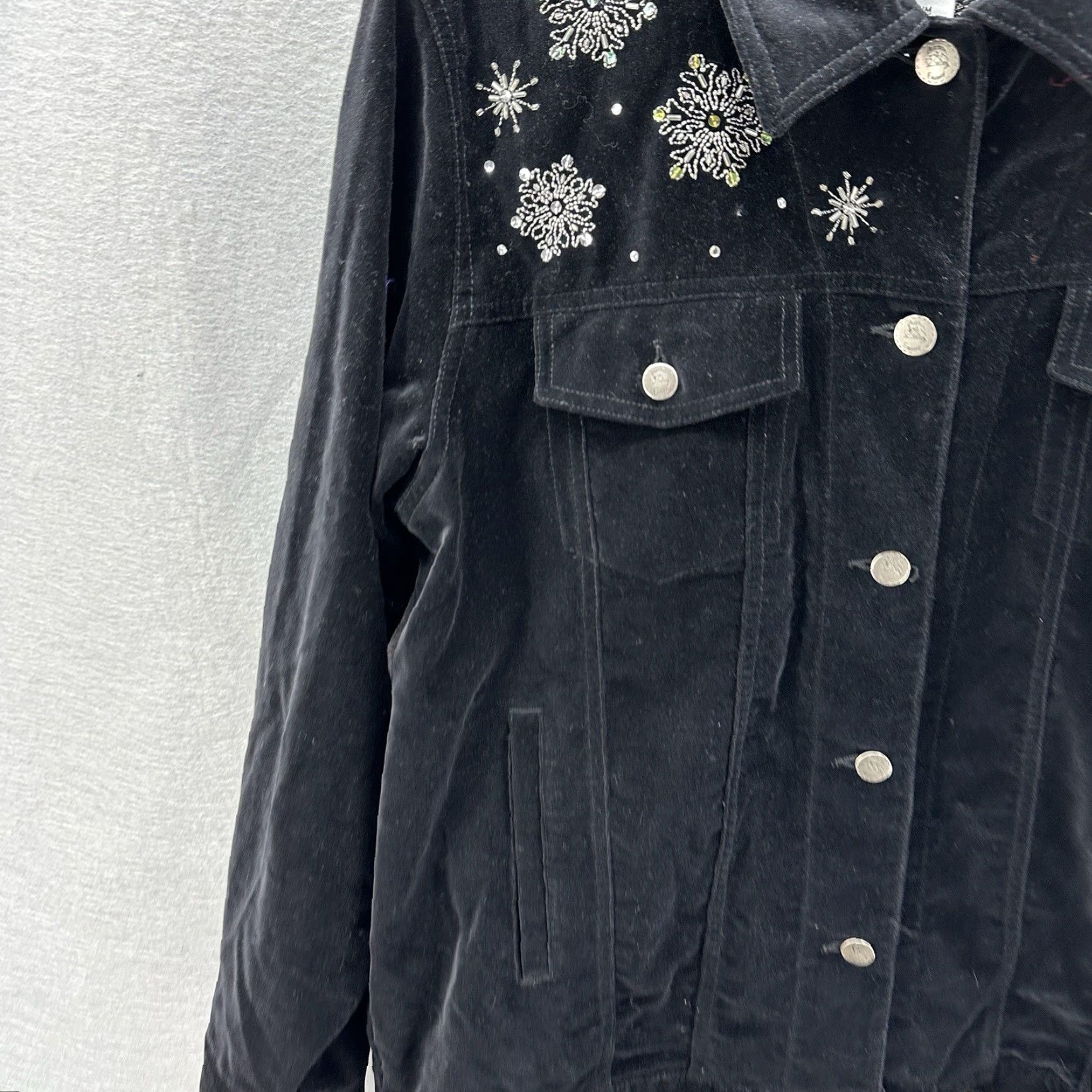 Quacker Factory Vintage Quacker Factory Women's Jacket M Black Velvet Fall Spring Winter Casual Beaded Embroidered 90s Size M / US 6-8 / IT 42-44 - 7 Thumbnail