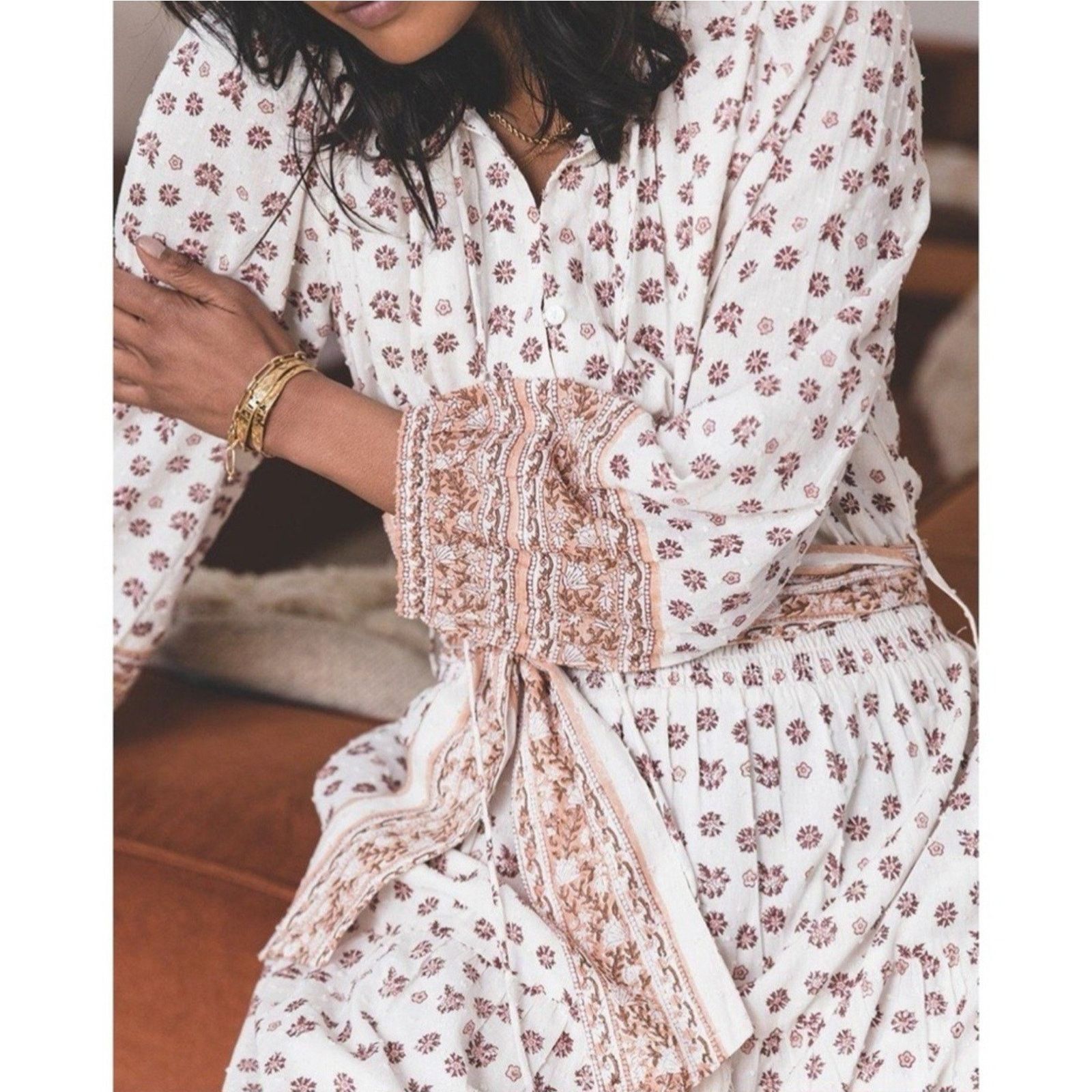 Cleobella Cleobella Blakely Midi Peasant Organic Cotton Floral Dress Size M / US 6-8 / IT 42-44 - 6 Thumbnail