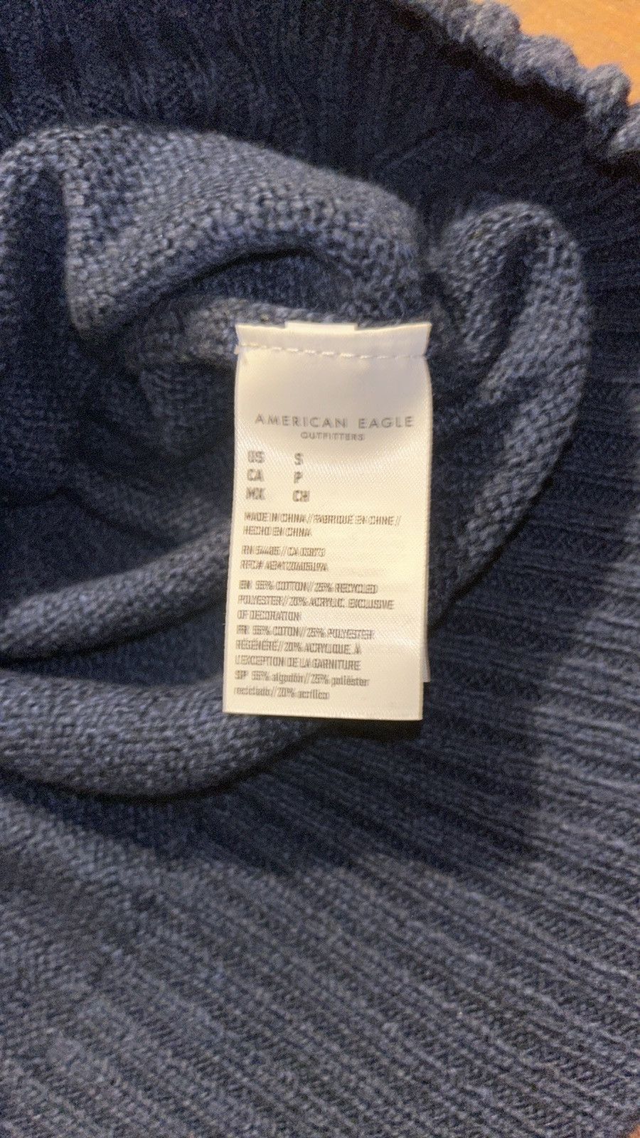 American Eagle Outfitters American Eagle Woven Holiday High Neck Knitted Blue Sweater Size S / US 4 / IT 40 - 8 Thumbnail