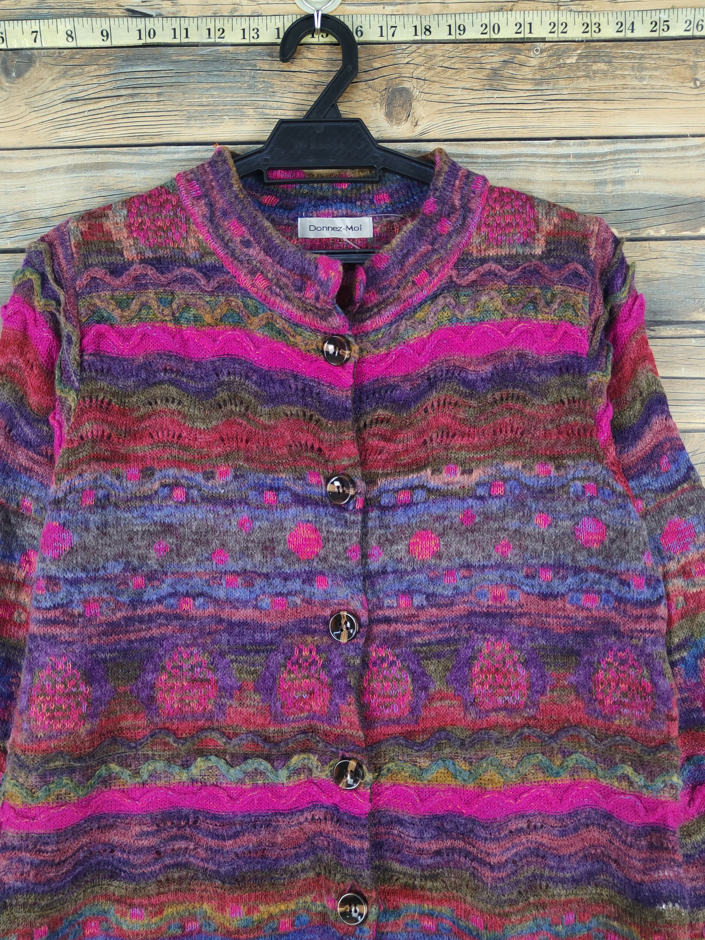 Vintage Donnez Moi Pink Purple Knitwear Cardigan #W2039 Size M / US 6-8 / IT 42-44 - 2 Thumbnail