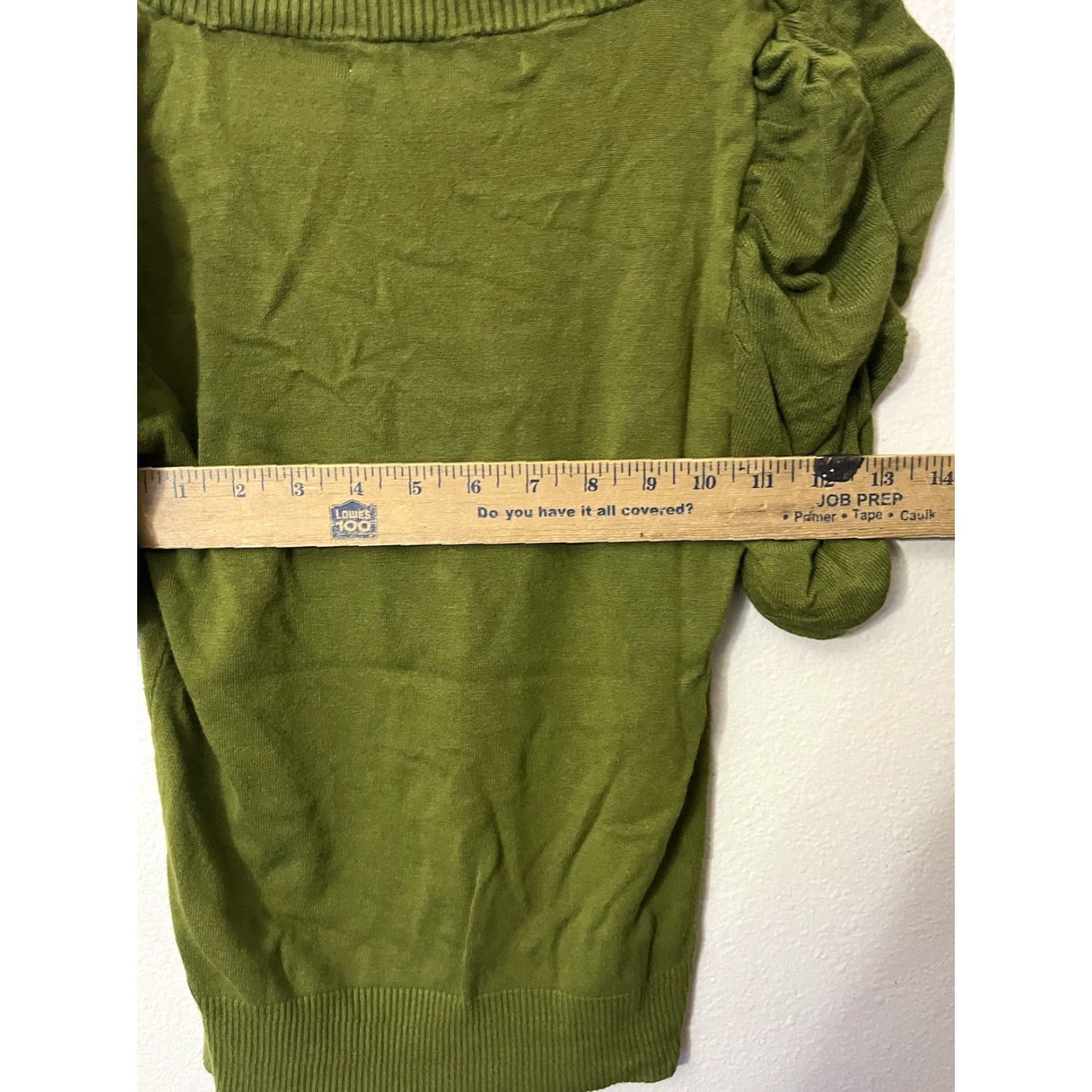 Vintage Max Studio Blouse Womens Petites PXS Green Knit Puff Sleeve Short Sleeve Size XS / US 0-2 / IT 36-38 - 5 Thumbnail