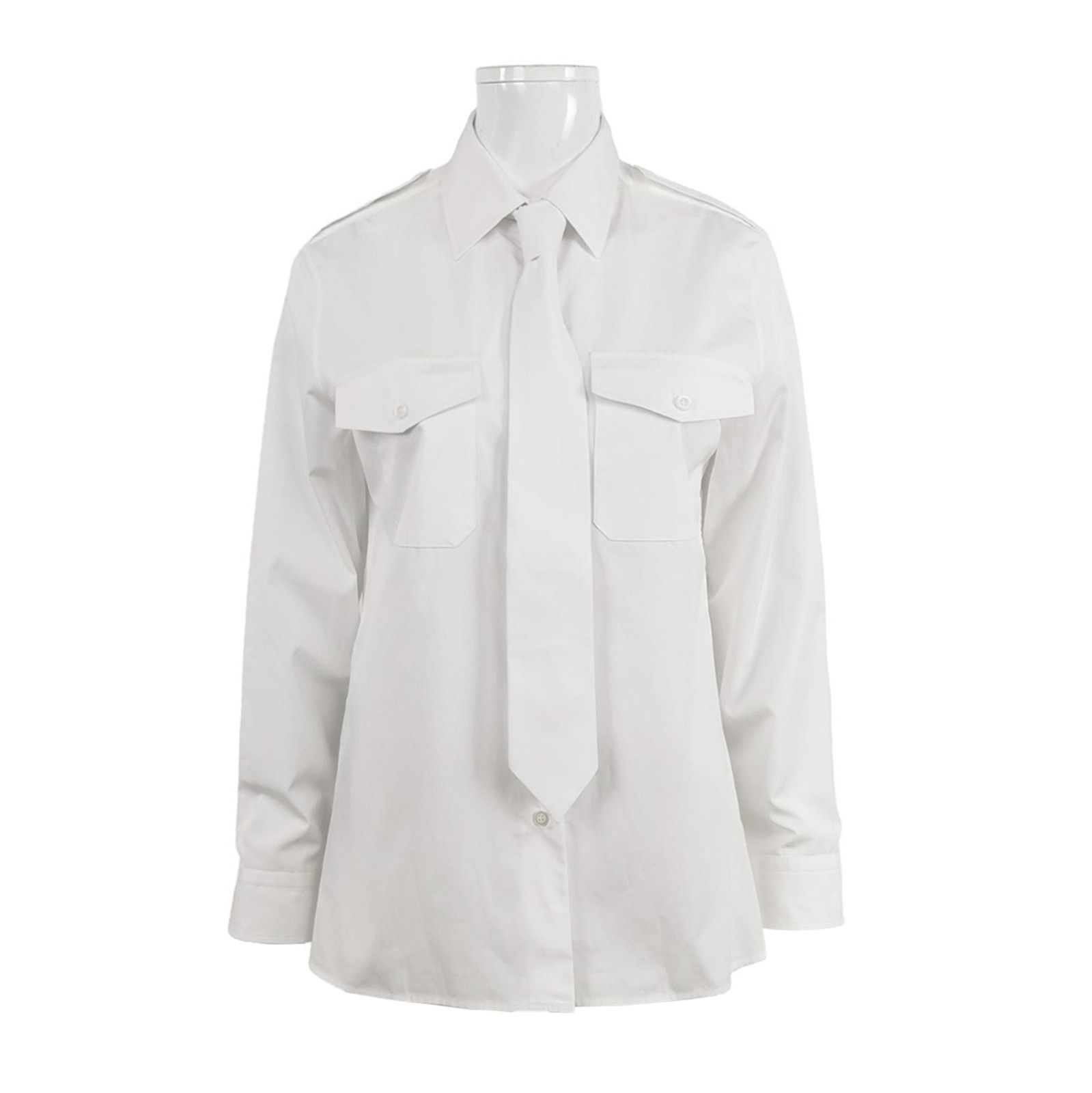Prada Prada Classic Cotton White Shirt with Tie 0089 Size XXS / US 00 / IT 34 - 1 Thumbnail