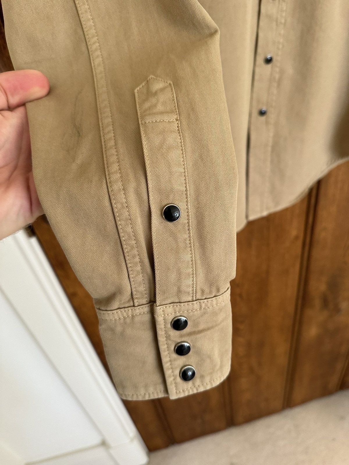 Saint Laurent Paris Saint Laurent western stonewashed denim shirt tan S Size US S / EU 44-46 / 1 - 12 Thumbnail