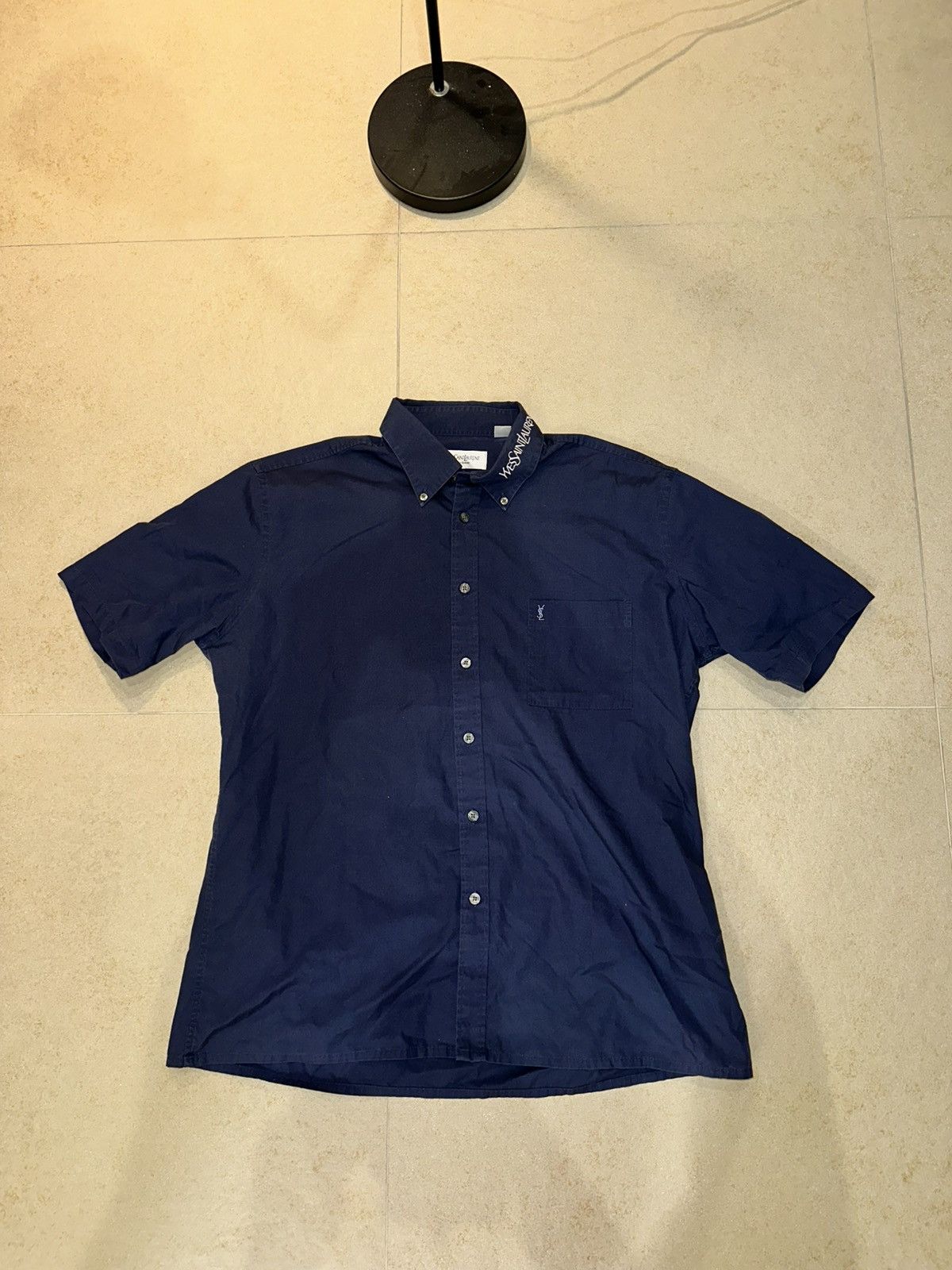 Yves Saint Laurent Collar Logo Yves Saint Laurent Navy Shirt Size US XL / EU 56 / 4 - 1 Thumbnail
