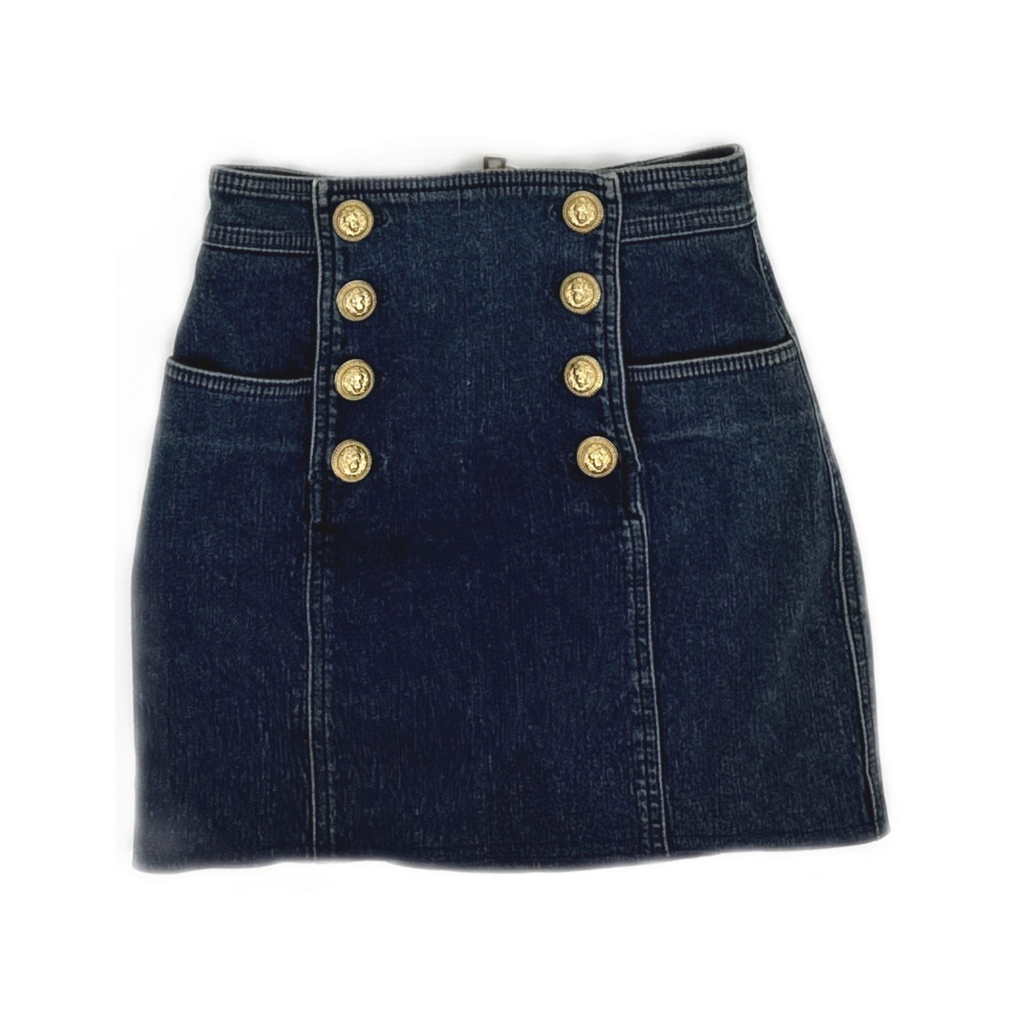 Balmain Balmain Button Detailed Denim Mini Skirt Size 34 Size 24" / US 00 / IT 34 - 1 Thumbnail