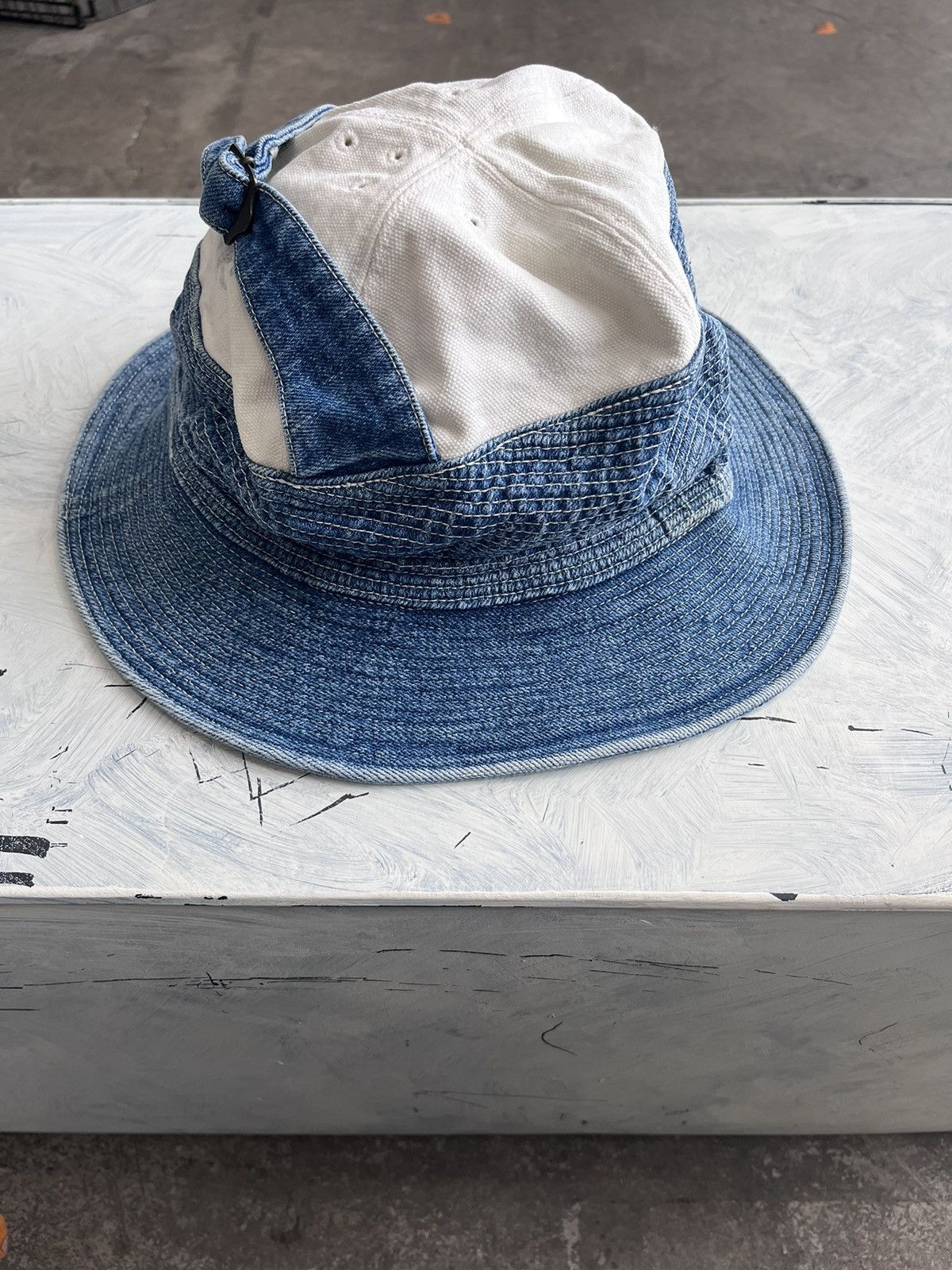 Kapital Kapital Bucket Hat Mid Wash Sashiko Denim Size ONE SIZE - 3 Thumbnail