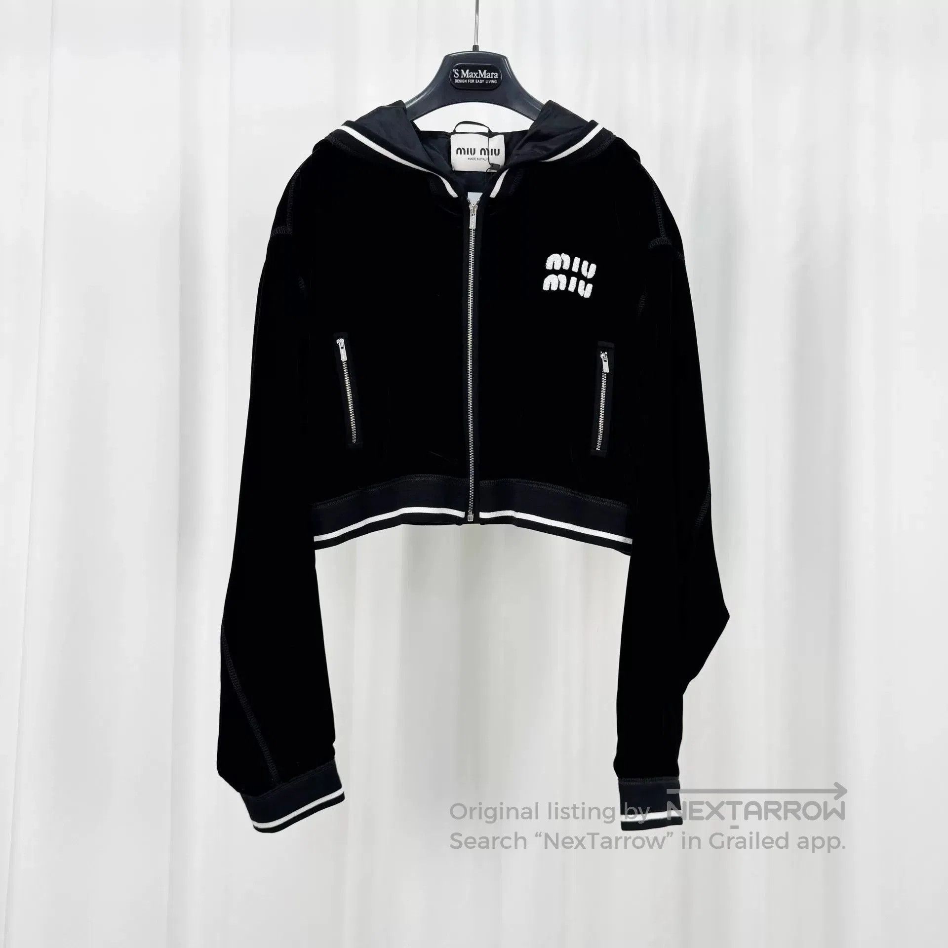Miu Miu miu miu black velvet embroidered zip jacket. Size US L / EU 52-54 / 3 - 1 Thumbnail