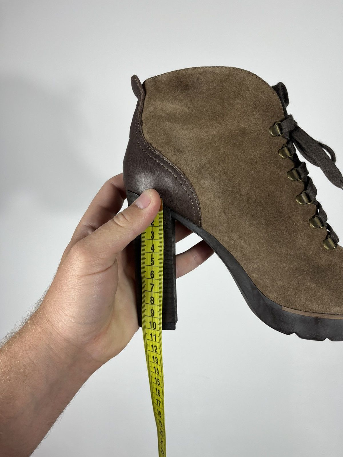 Other Brown Suede Lace-Up Chunky Heel Ankle Boots Lug Sole Size US 7 / IT 37 - 11 Thumbnail
