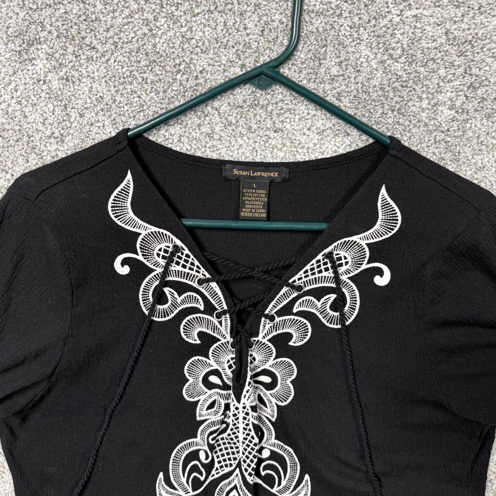 Vintage Susan Lawrence Top L Lace Dark Boho Chic Romantic Ornate Damask Whimsigoth Artsy Size L / US 10 / IT 46 - 5 Thumbnail