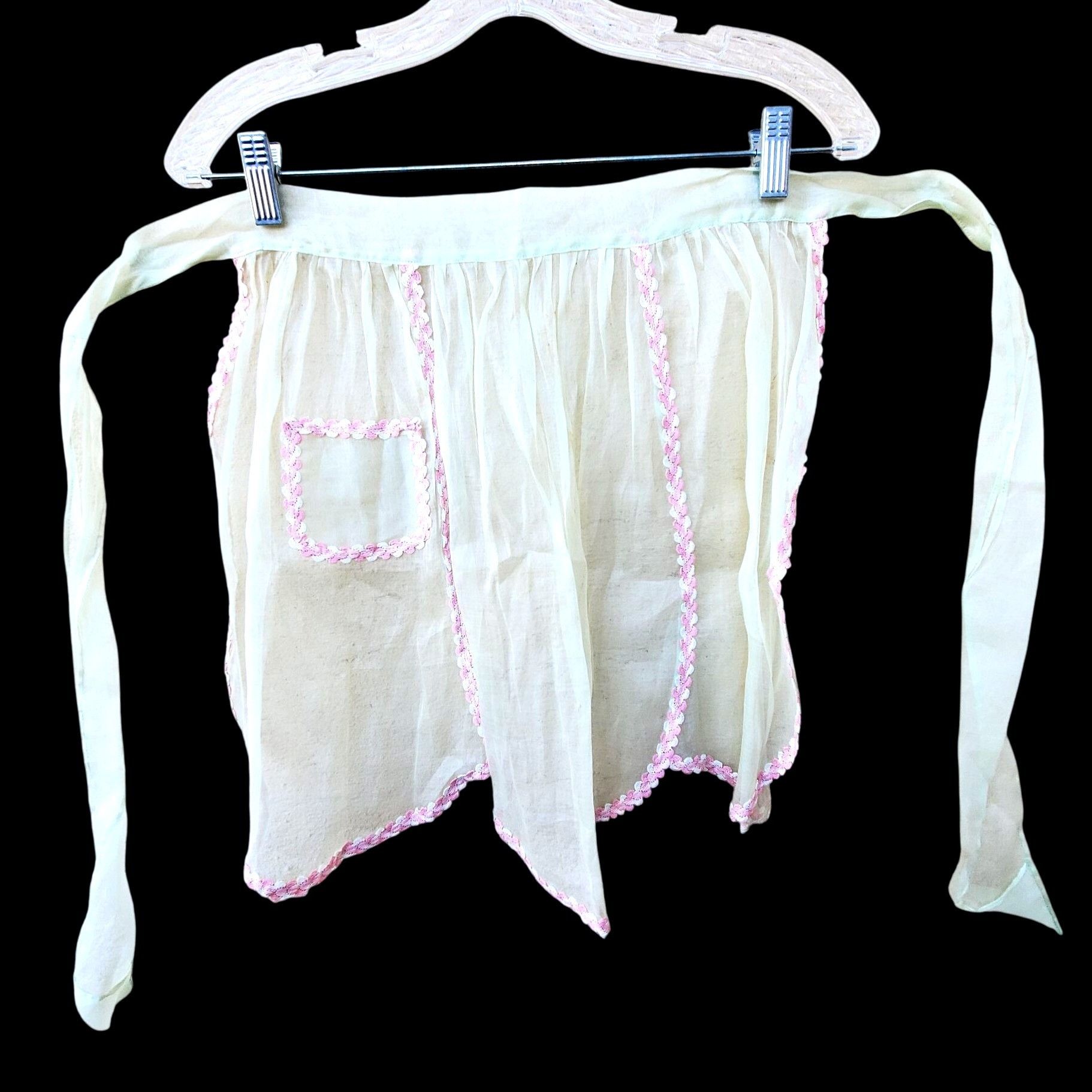 Vintage Vintage 1930s Sheer Organza Apron Mid Century Burlesque Cost Size ONE SIZE - 11 Thumbnail
