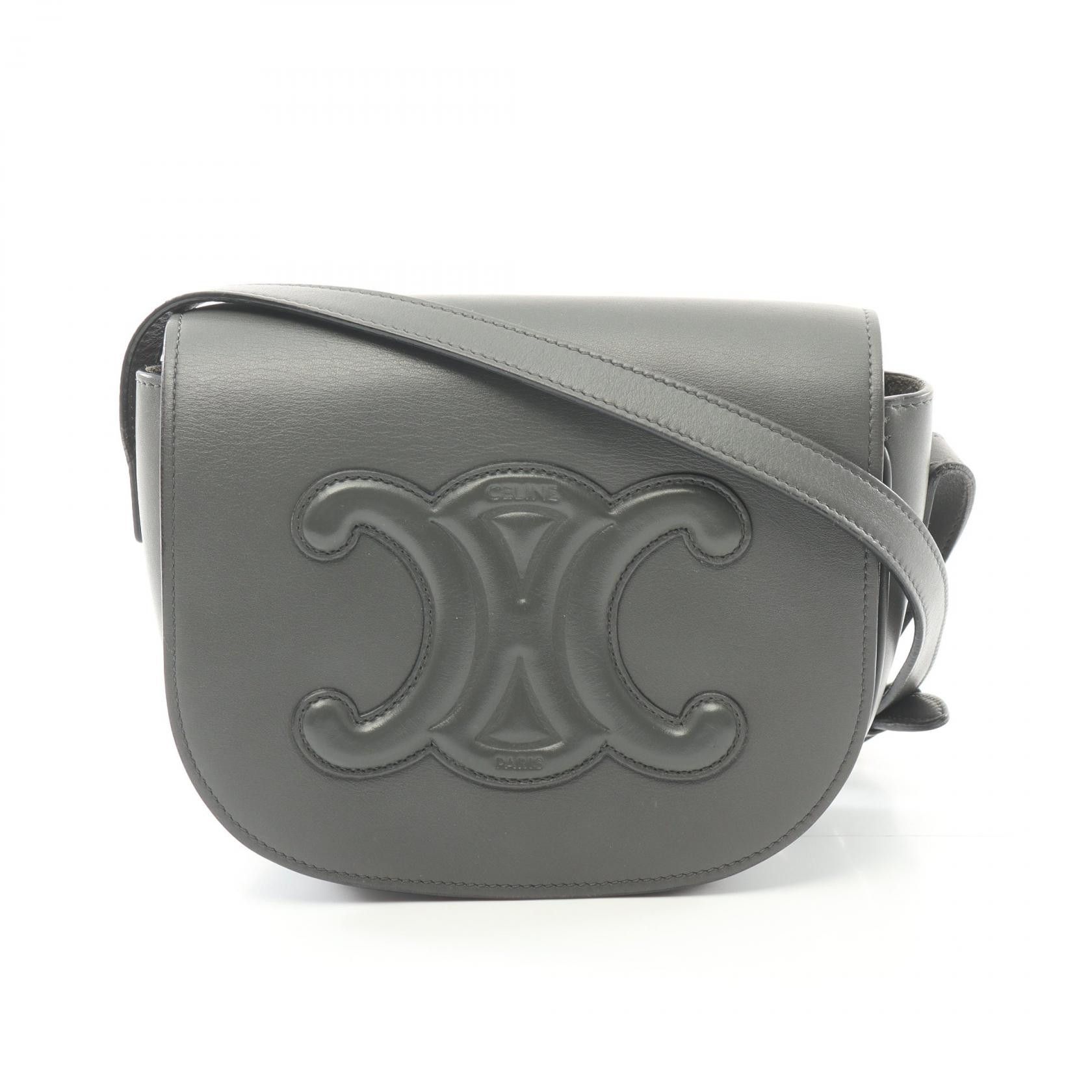 Celine Celine Folco Cuir Triomphe Leather Shoulder Bag Leather Shoulder Bag 19826 in Grey, Women's