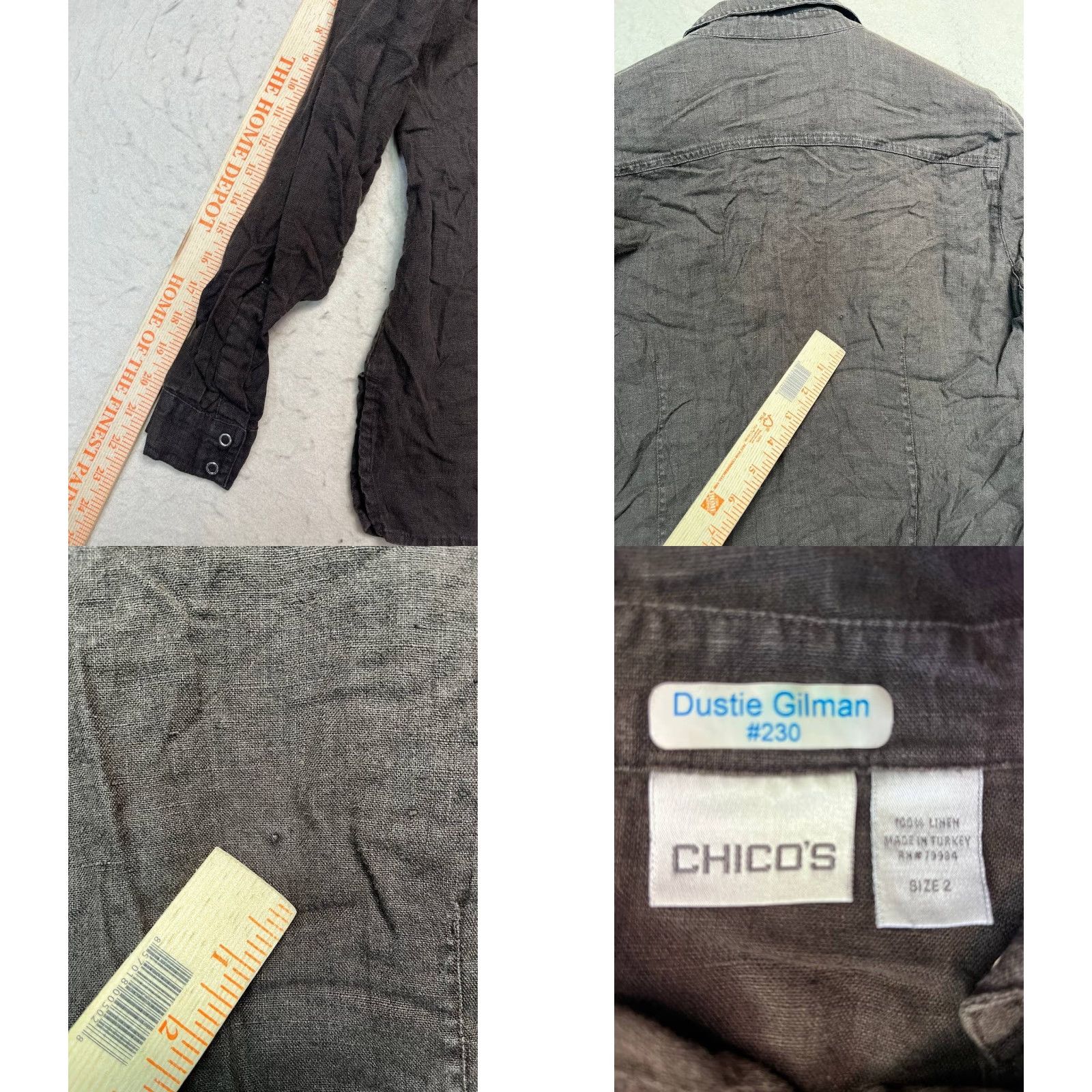 Vintage Chico's Button-Up Linen Brown Women Size 2 See Pics Size XS / US 0-2 / IT 36-38 - 9 Thumbnail