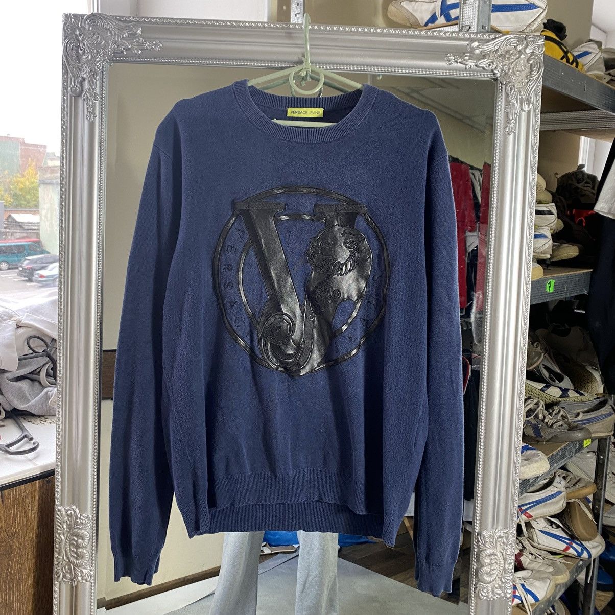 Versace Versace Sweatshirt vintage navy Size US L / EU 52-54 / 3 - 1 Thumbnail