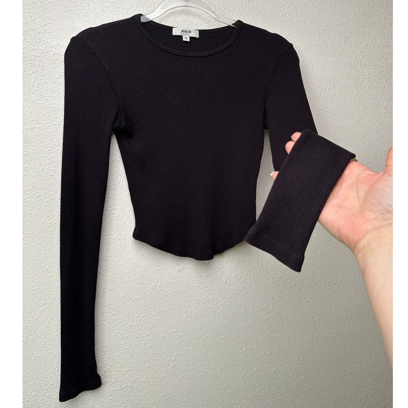 Agolde AGOLDE Nova Tee Black Ribbed Crop Top XS Size XS / US 0-2 / IT 36-38 - 2 Thumbnail