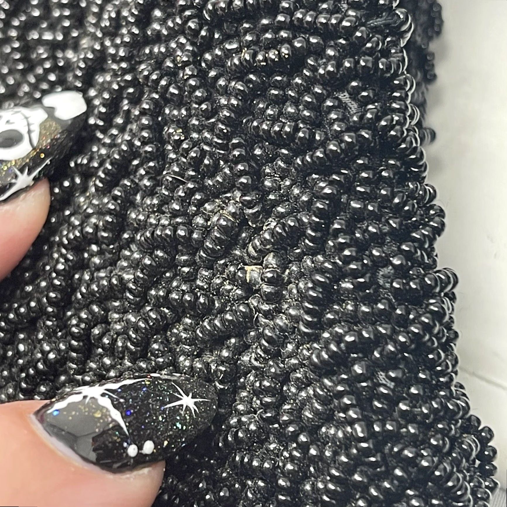 Vintage VINTAGE Hand Beaded Black Clutch Purse Beaded Hand Bag British Hong Kong 50s Women Purse Size ONE SIZE - 6 Thumbnail