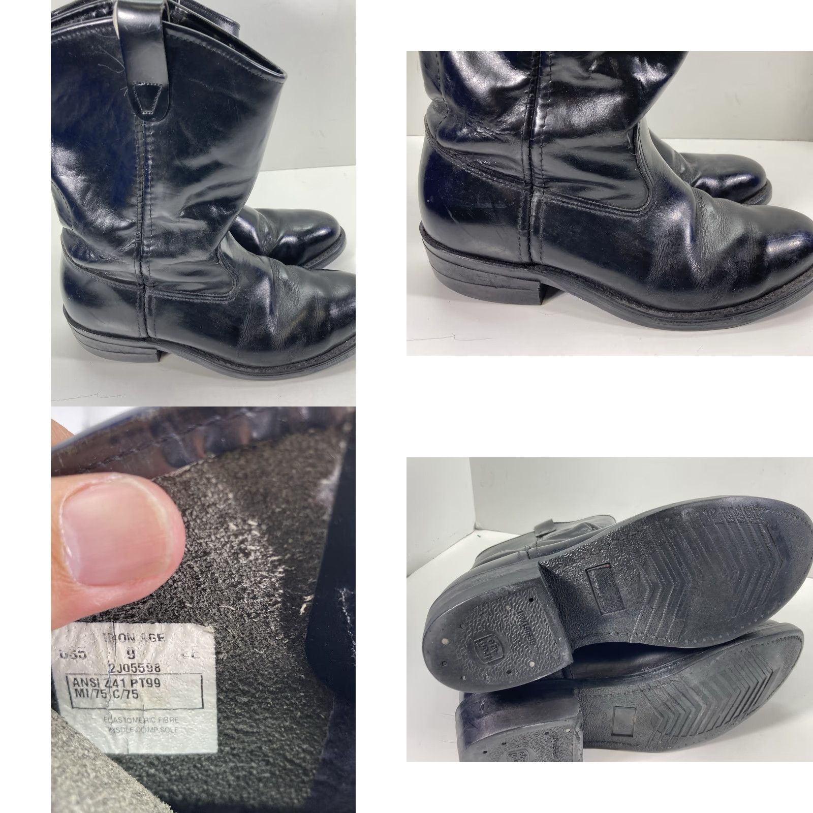 Vintage Iron Age Steel Toe Safety Roper Boots Men Size 9 EE Wide Black Leather Western Size US 9 / EU 42 - 8 Thumbnail
