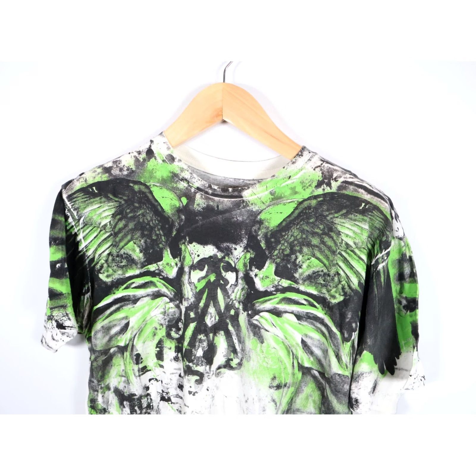 Affliction Affliction Archaic T-Shirt Men L White Green Wings Bones Tribal AOP Y2K Graphic Print Crew Neck Short Sleeve Size US L / EU 52-54 / 3 - 7 Thumbnail