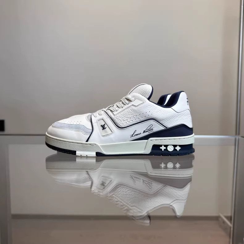 Louis Vuitton LV Trainer Sneakers White and Blue Size 41-yf Size US 7 / EU 40 - 3 Thumbnail