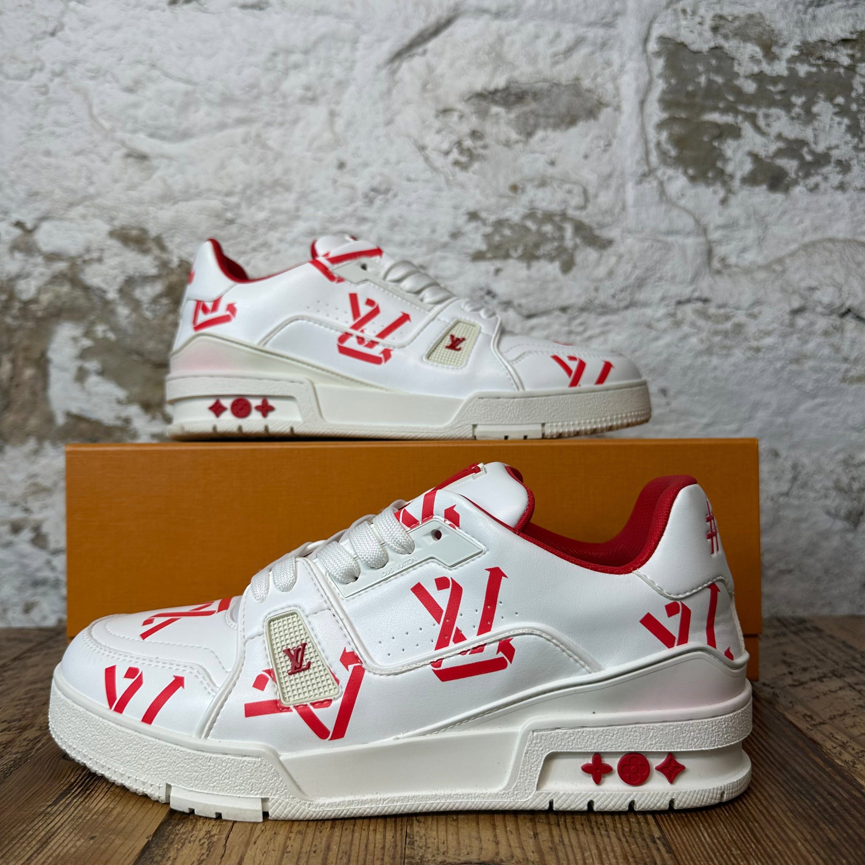 Louis Vuitton Louis Vuitton Red Letter White Trainer Sneaker Sz 8 (6.5LV) Size US 8 / EU 41 - 1 Thumbnail