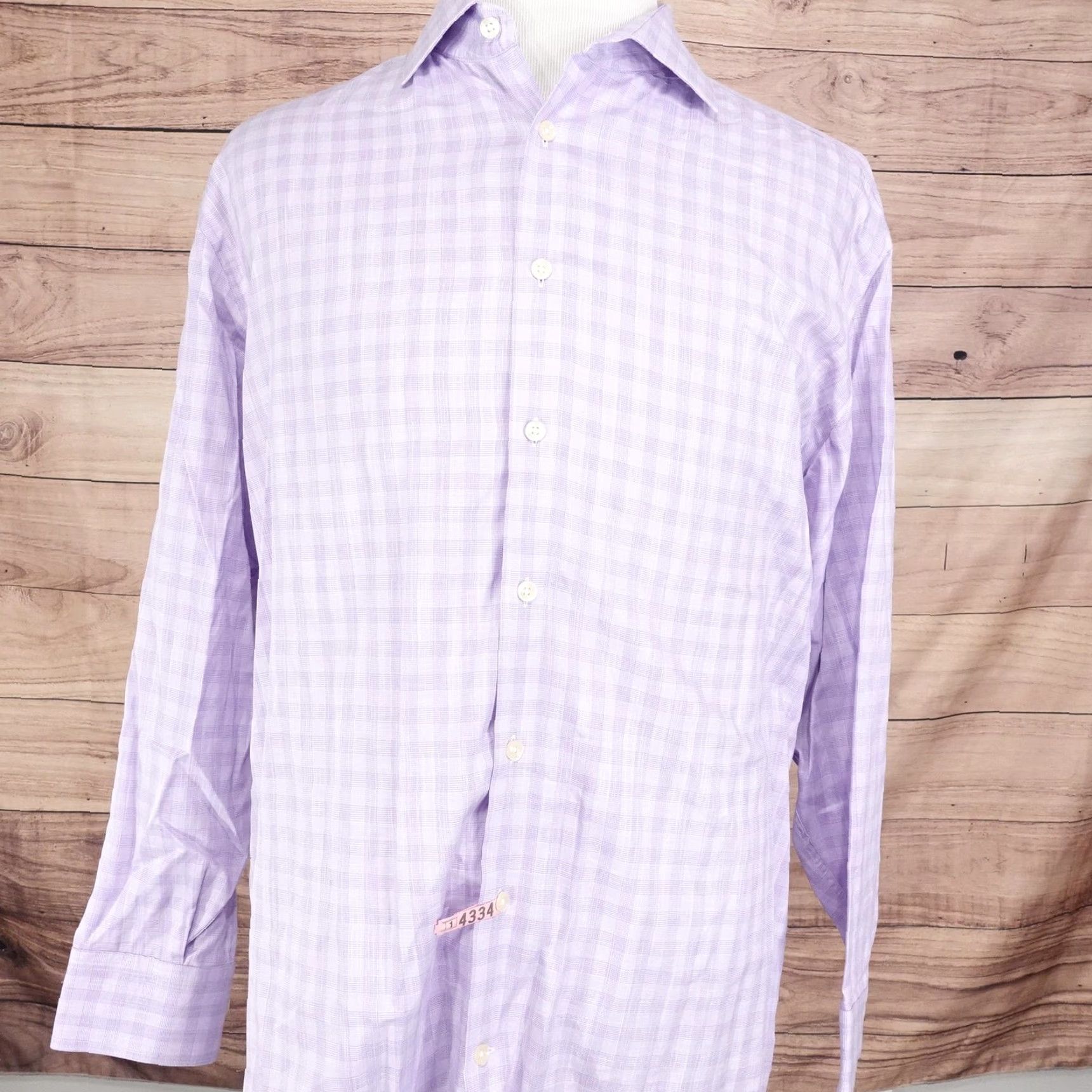 Charles Tyrwhitt VINTAGE Charles Tyrwhitt Dress Shirt Mens 17.5 34 XL Long Sleeve Cotton Purple Check Classic Fit Business Size 46R - 3 Thumbnail