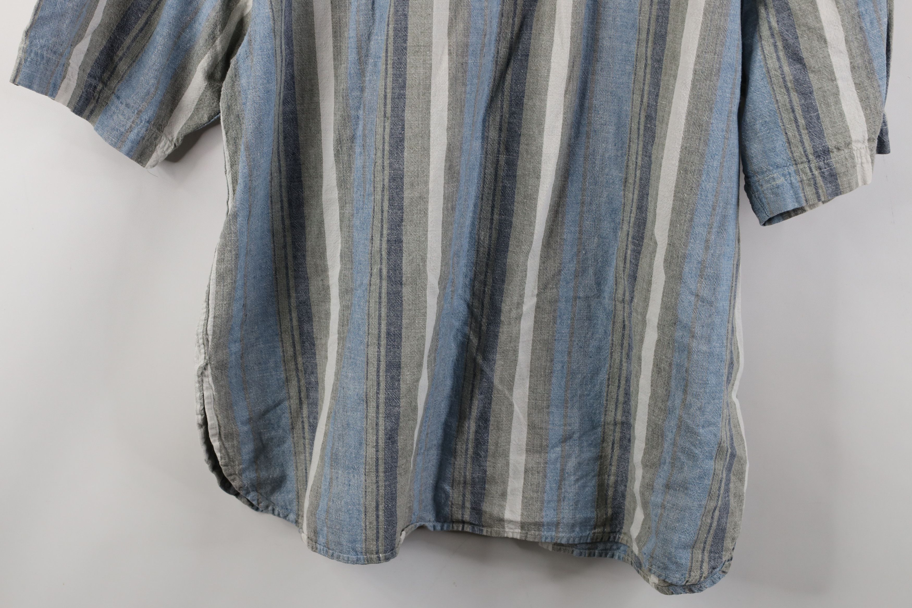 Vintage Vintage 90s Streetwear Linen Blend Band Collar Button Shirt Size US XL / EU 56 / 4 - 11 Thumbnail
