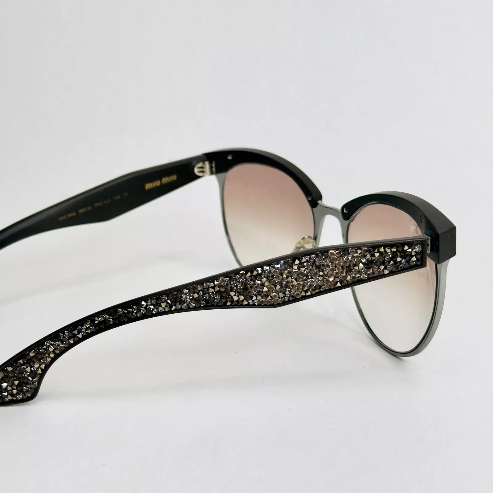 Miu Miu MIU MIU STARDUST 54Q Gray Brown Pave Stud Sunglasses MU54QS Size ONE SIZE - 5 Thumbnail