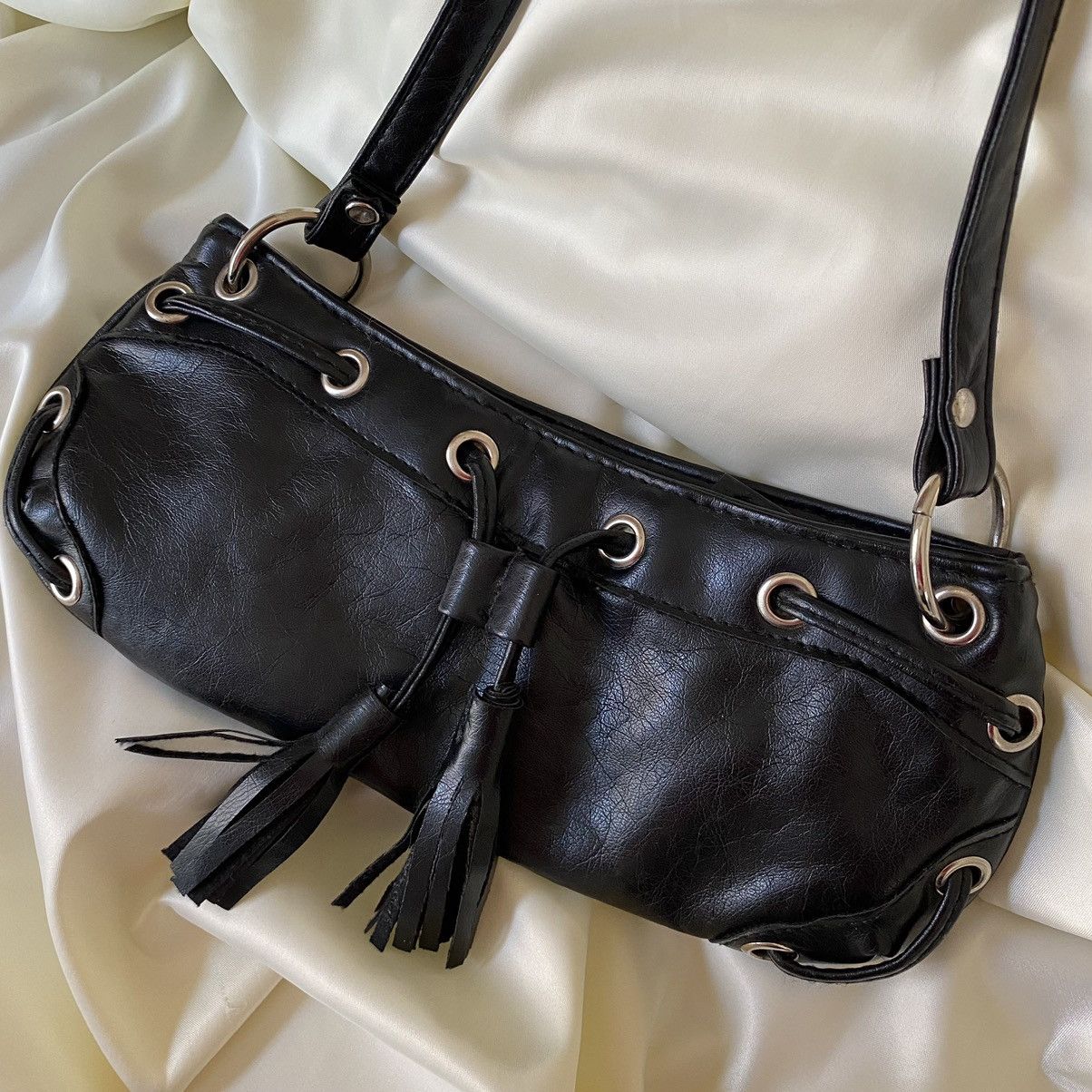 Vintage Vintage black mini leatherette shoulder bag Size ONE SIZE - 4 Thumbnail