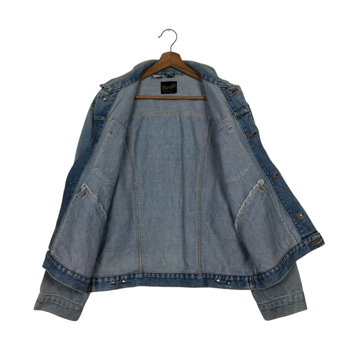 Wrangler 🔥14OZ BROKEN DENIM TRUCKER BIKER DENIM JACKET WRANGLER Size US M / EU 48-50 / 2 - 16 Thumbnail