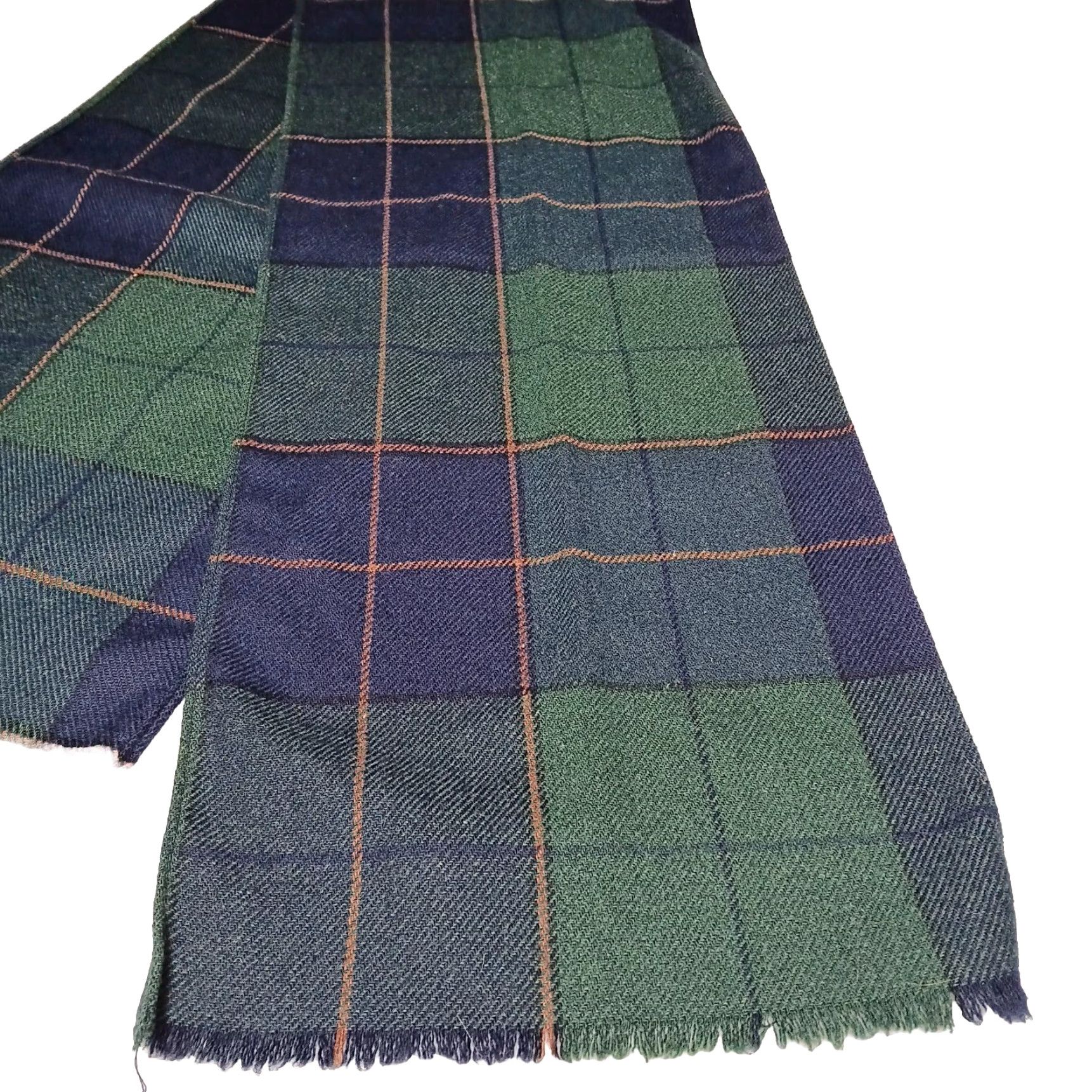 Vintage VINTAGE Unisex Wool Blend Plaid Tartan Rectangle Scarf 10.5x63 Fall Winter Fringe Size ONE SIZE - 3 Thumbnail