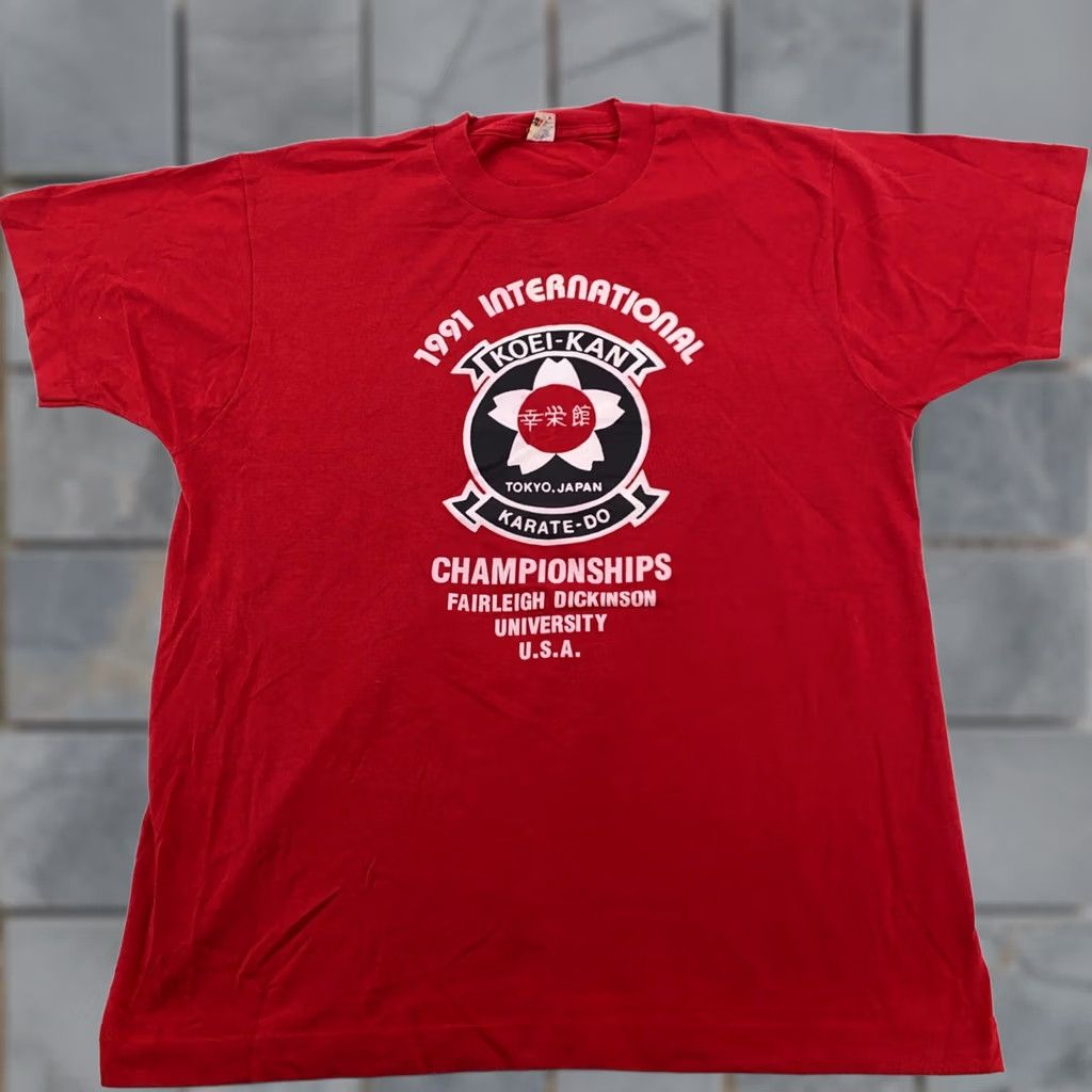 Vintage VINTAGE 1990s INTERNATIONAL KARATE CHAMPIONSHIPS T-Shirt M/L Men Red Cotton Short Sleeve Crew Neck Sports 80s 90s Mens Size US M / EU 48-50 / 2 - 1 Thumbnail