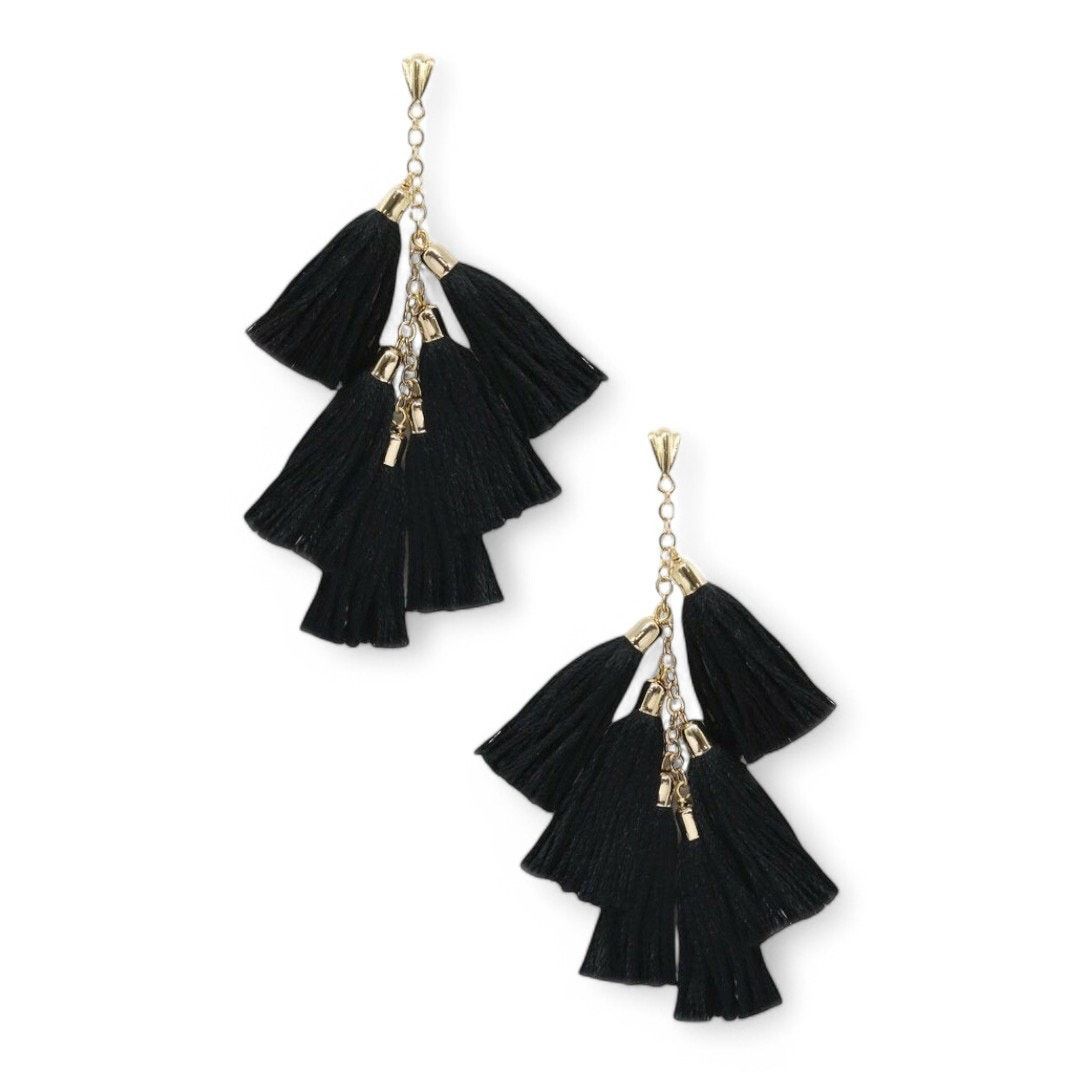 Other Ettika Daydreamer Earrings Black Gold Thread Tassel Dangle Size ONE SIZE - 1 Thumbnail