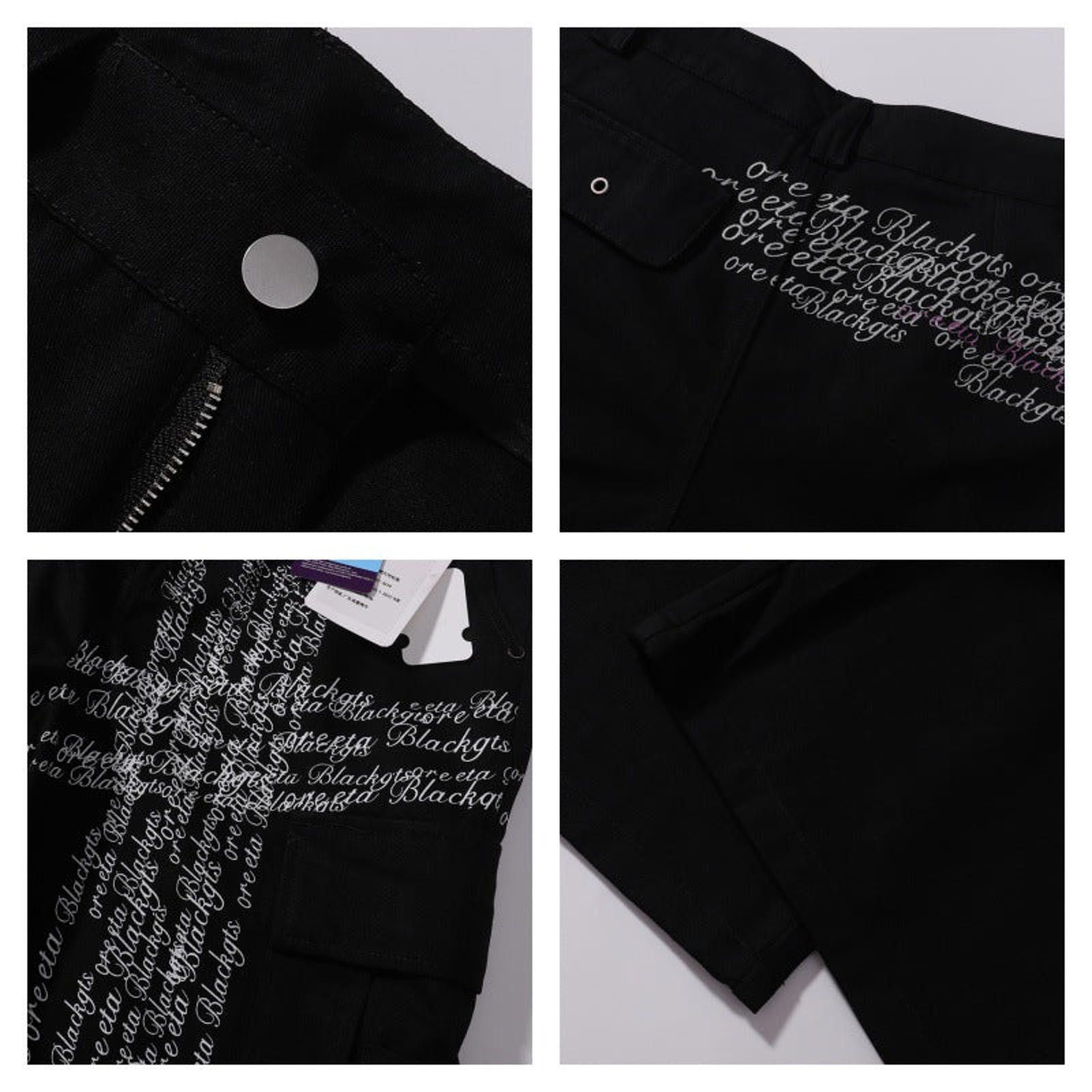 Other Black Wide Leg Cargo Pants with White Script Print Size US 30 / EU 46 - 4 Thumbnail